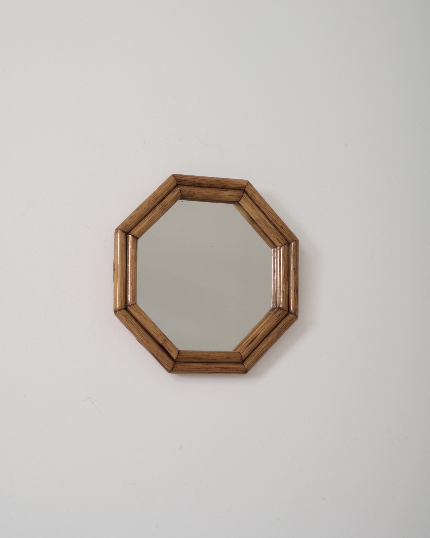 Miroir octogonal, bambou, 1970s