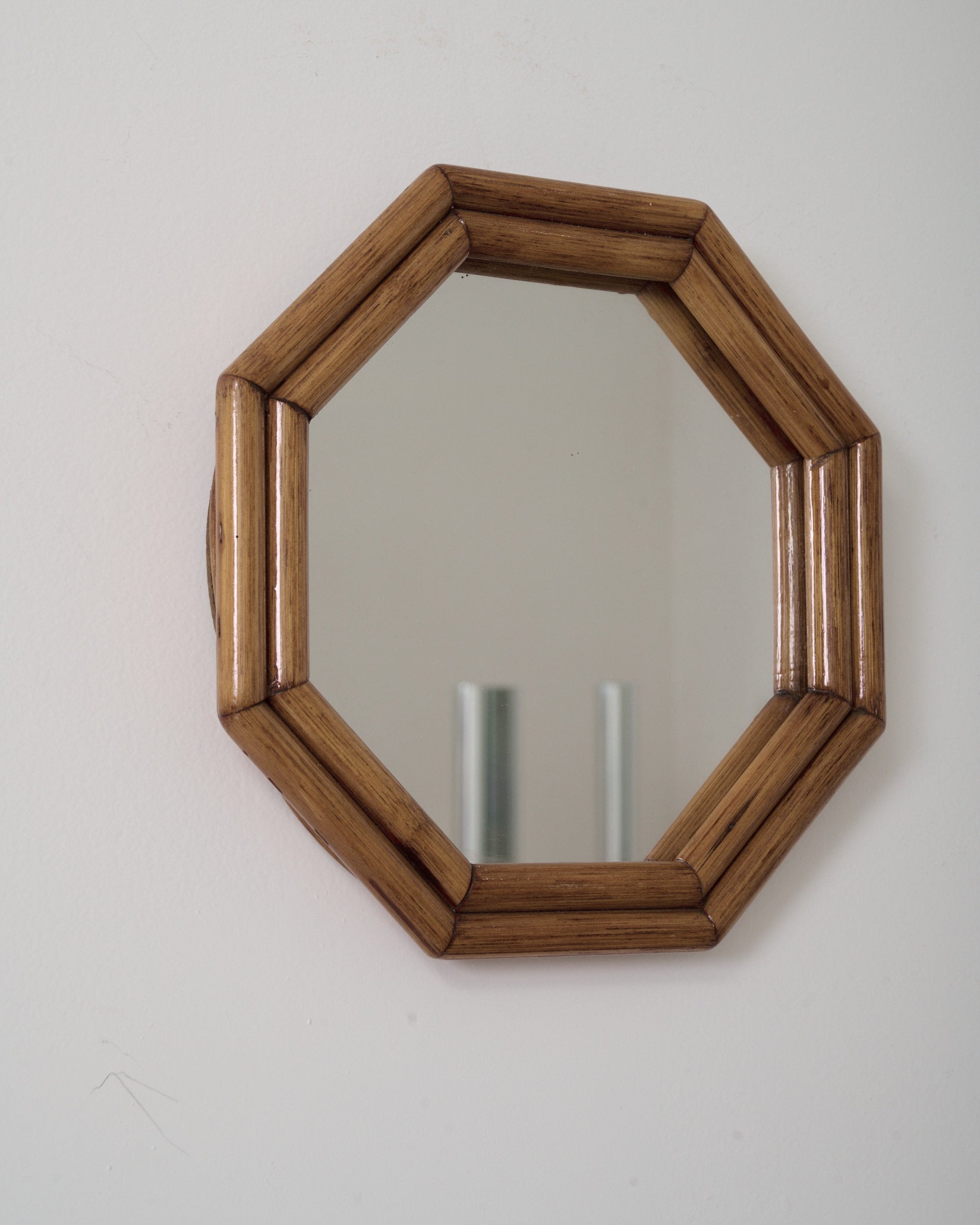 Miroir octogonal, bambou, 1970s