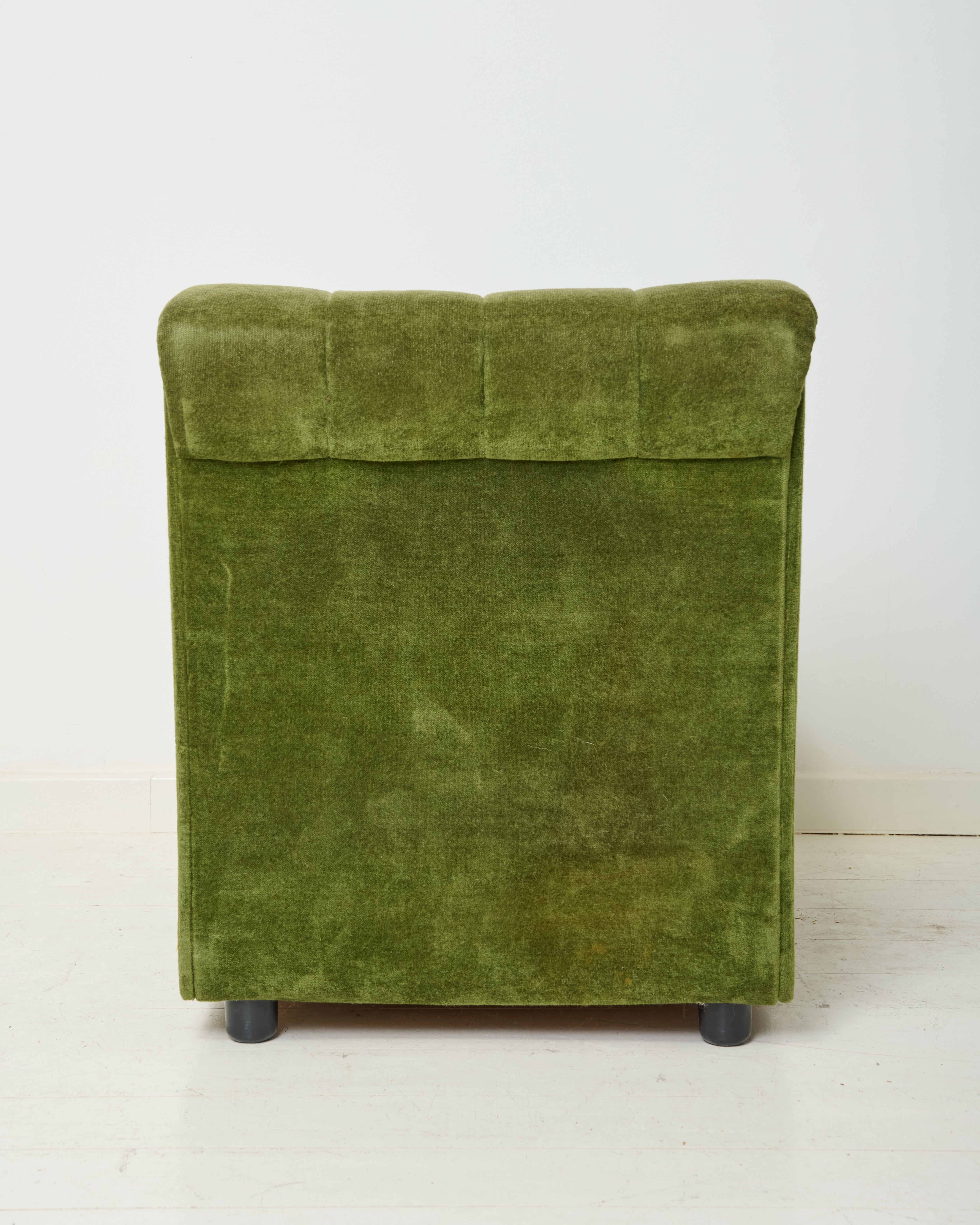 Chauffeuse ou canapé modulable en velours vert, 1970s