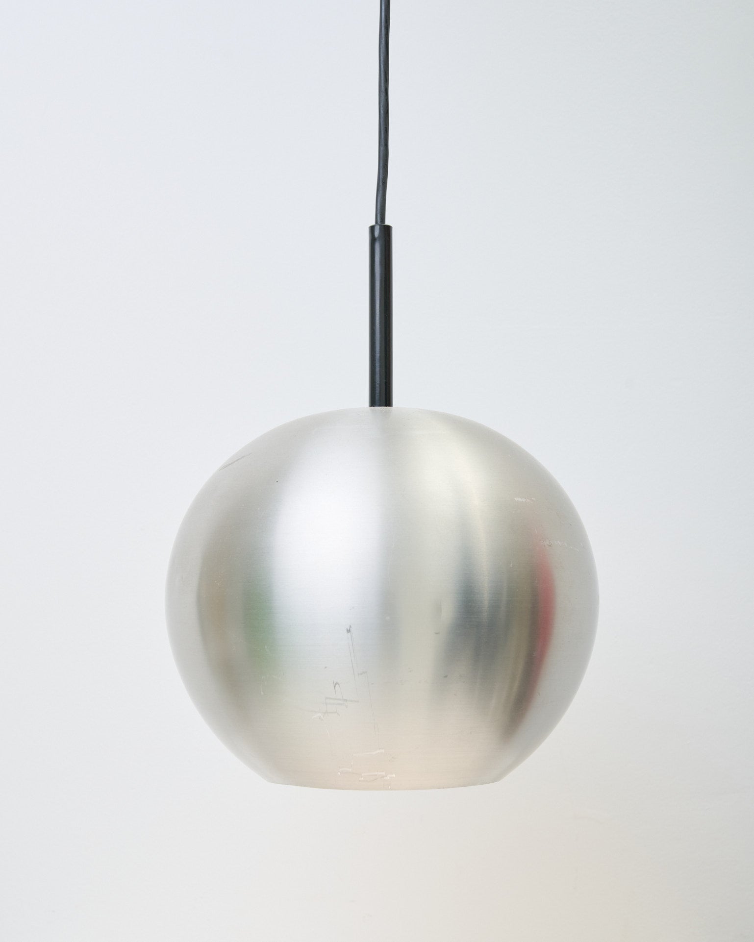 Suspension boule en inox brossé, 1960s