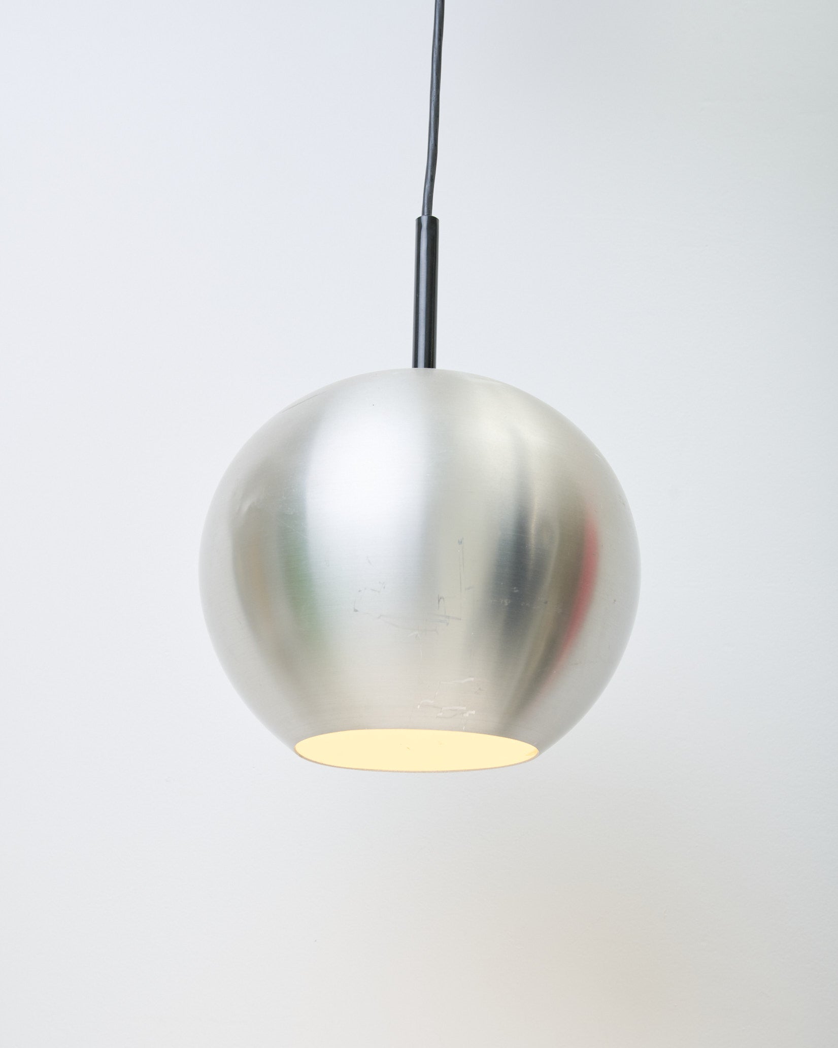 Suspension boule en inox brossé, 1960s
