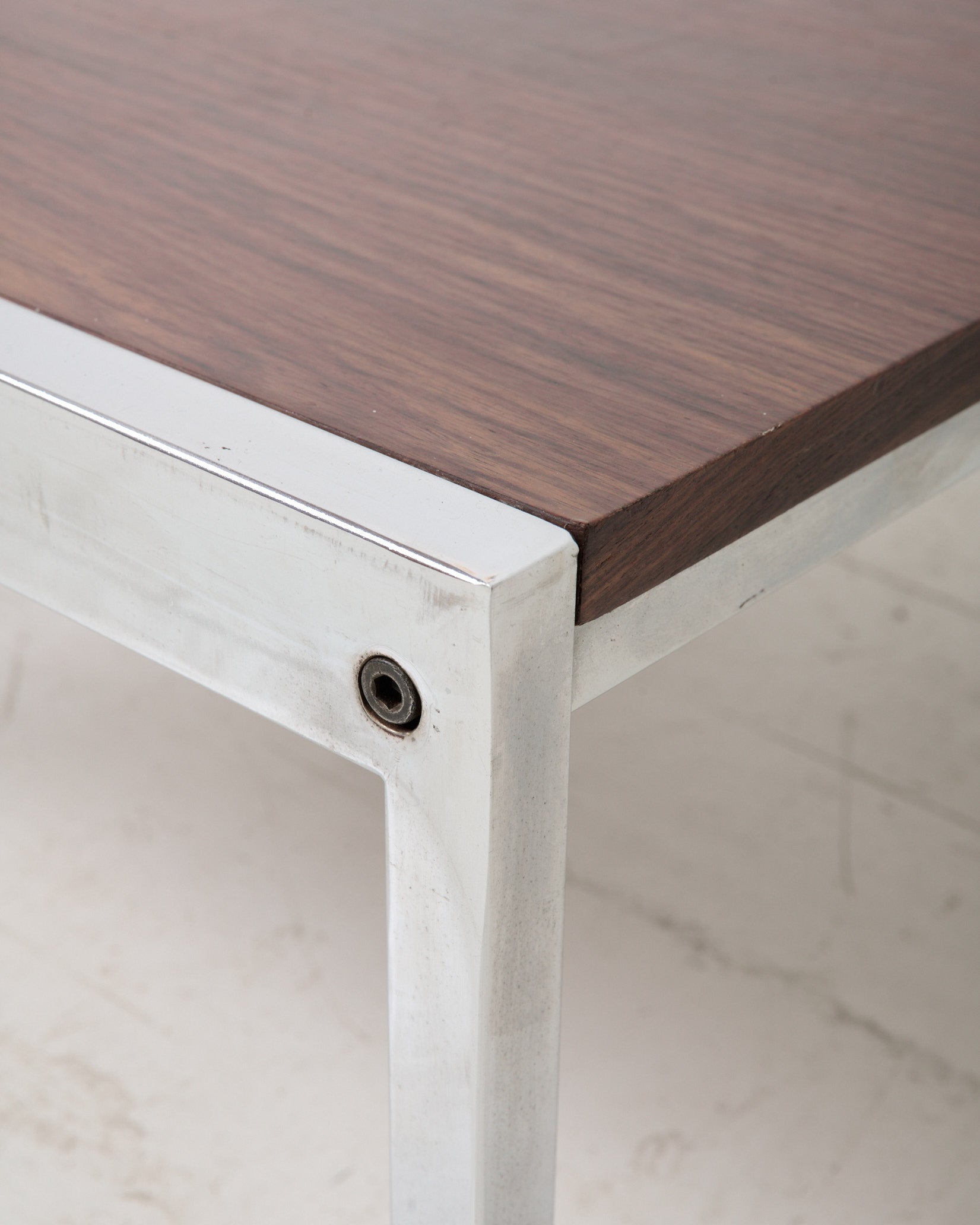 Table basse en chrome et en palissandre, 1970s