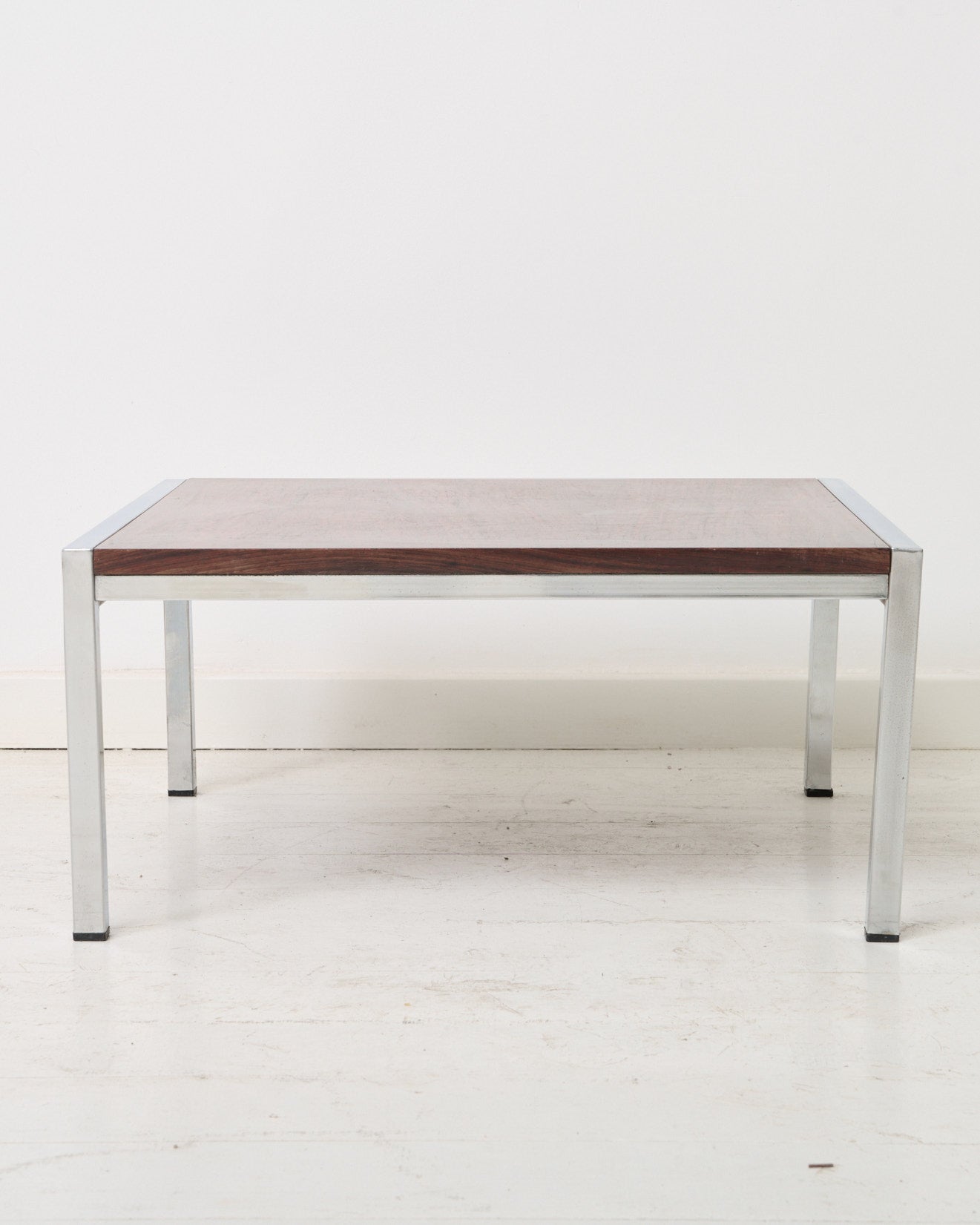 Table basse en chrome et en palissandre, 1970s
