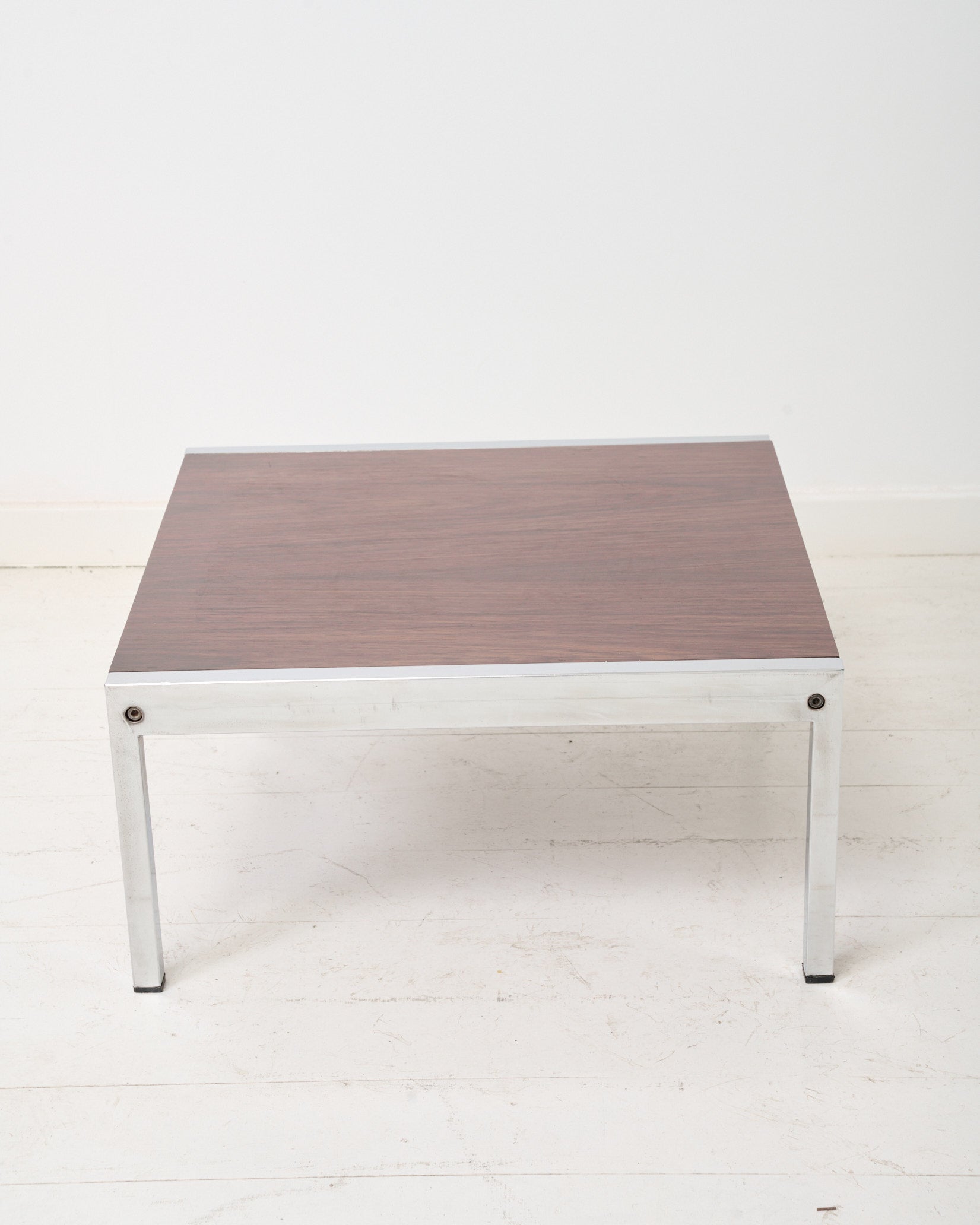 Table basse en chrome et en palissandre, 1970s