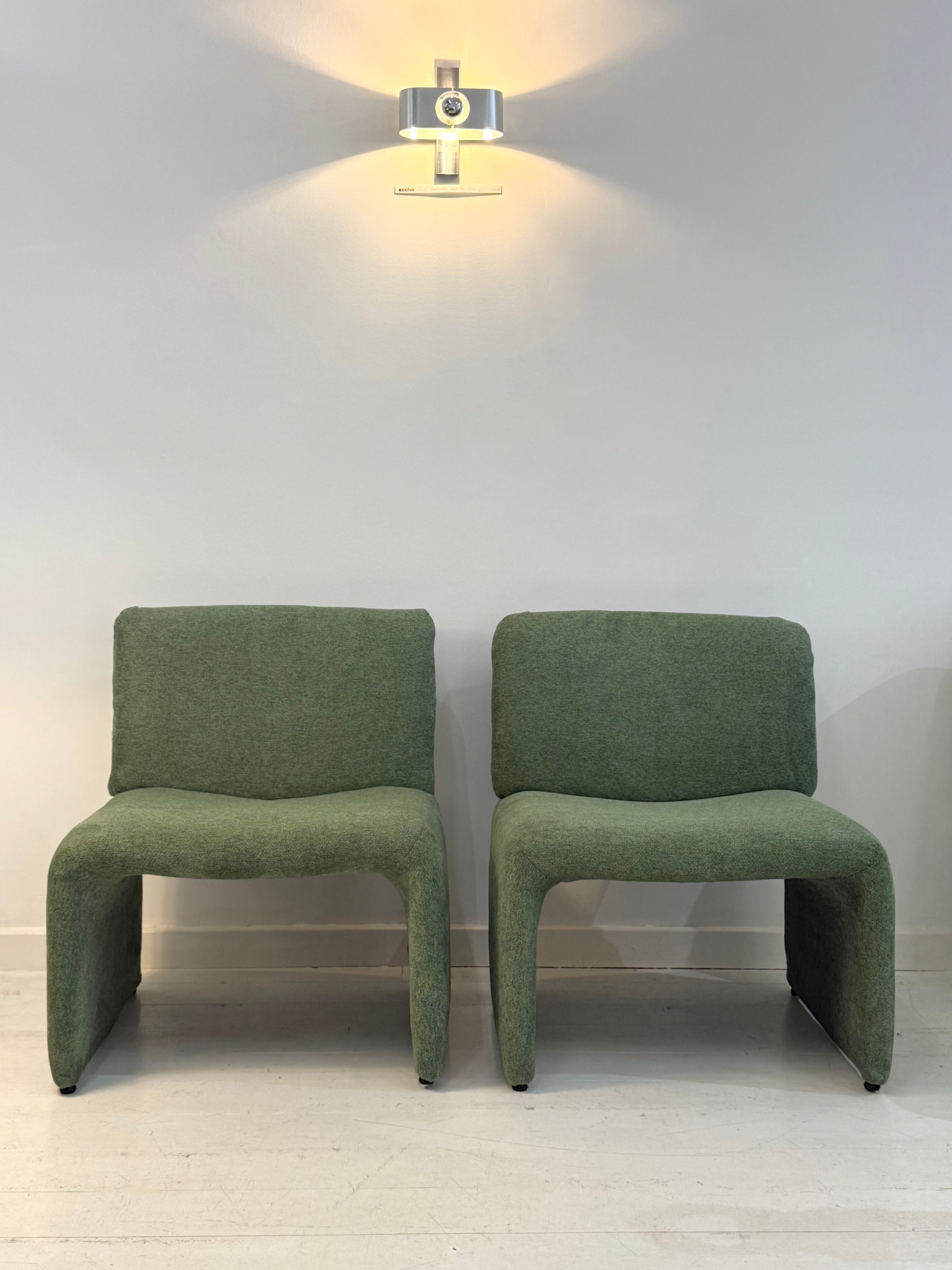 Chauffeuse verte en velours, 1970s