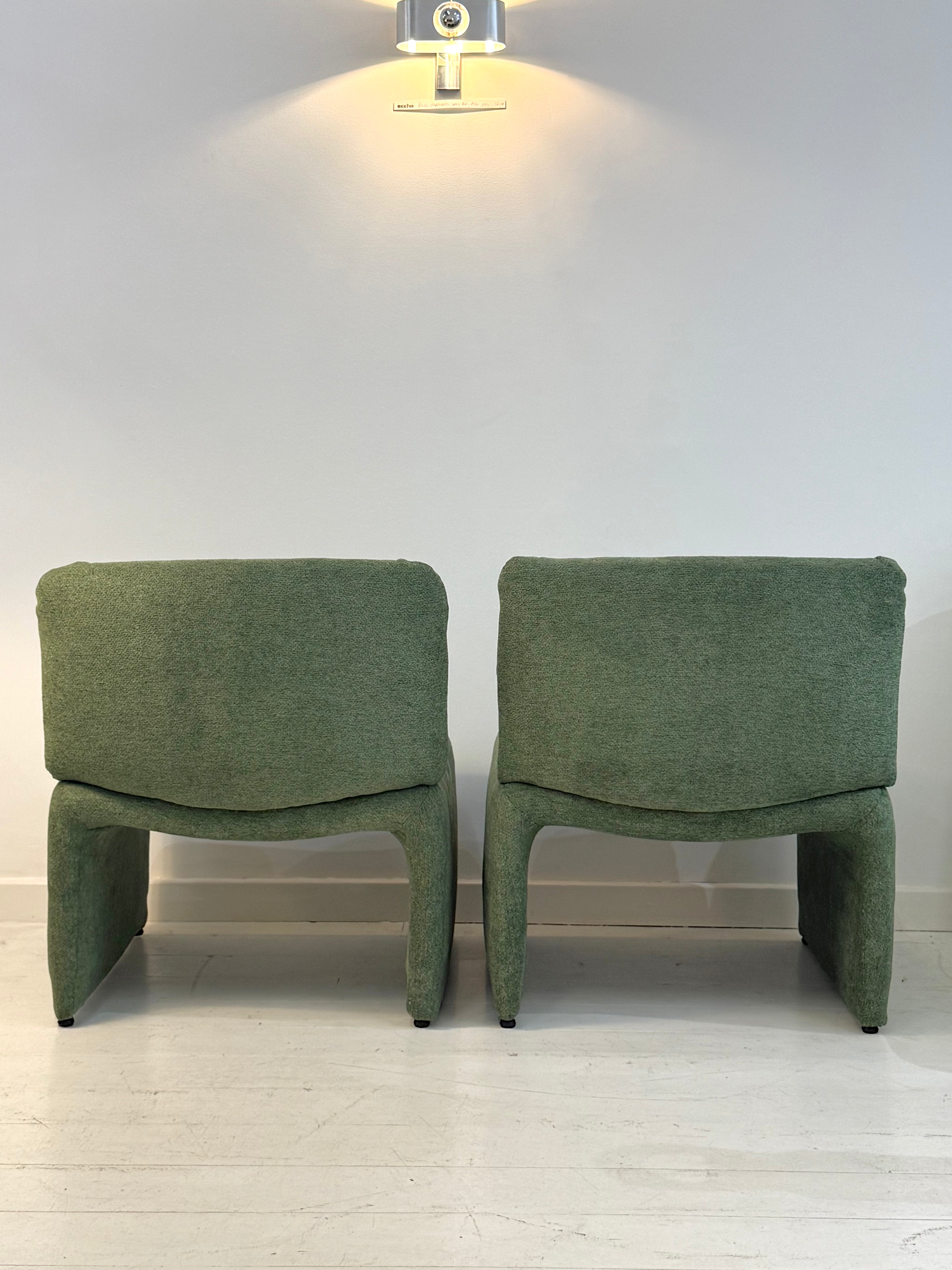 Chauffeuse verte en velours, 1970s