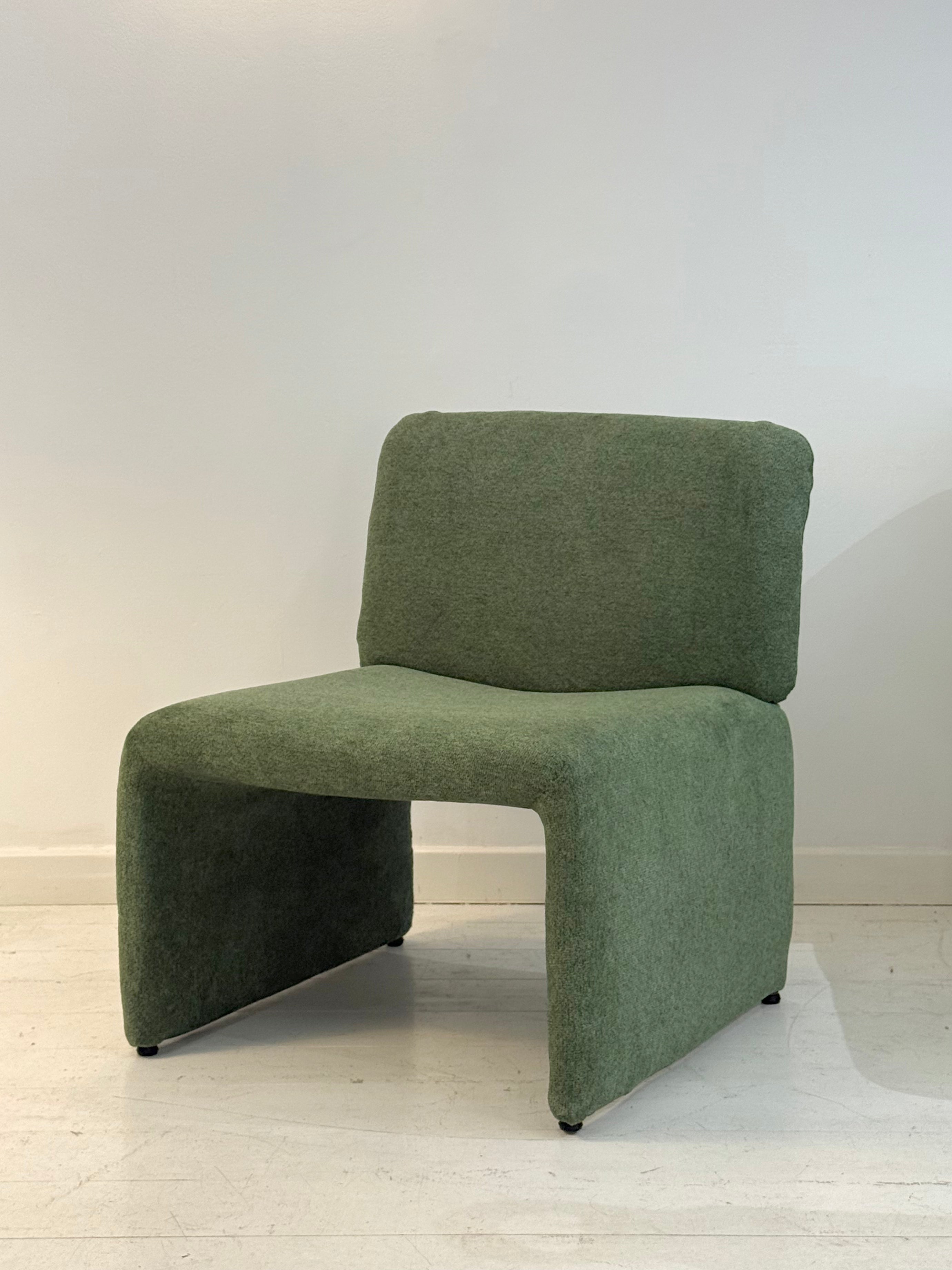 Chauffeuse verte en velours, 1970s