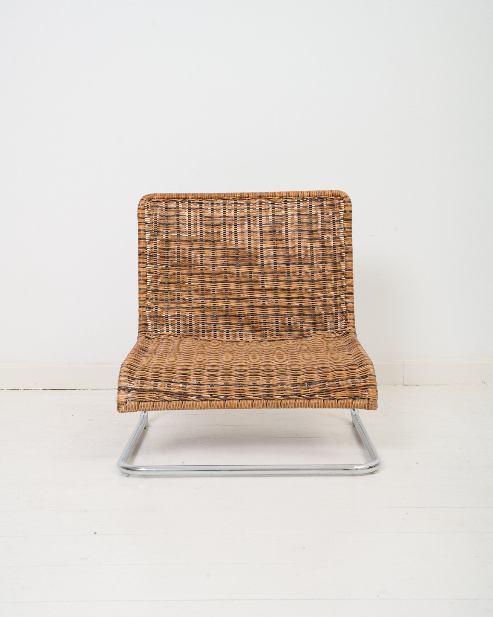 Fauteuil en osier et chrome, 1970s