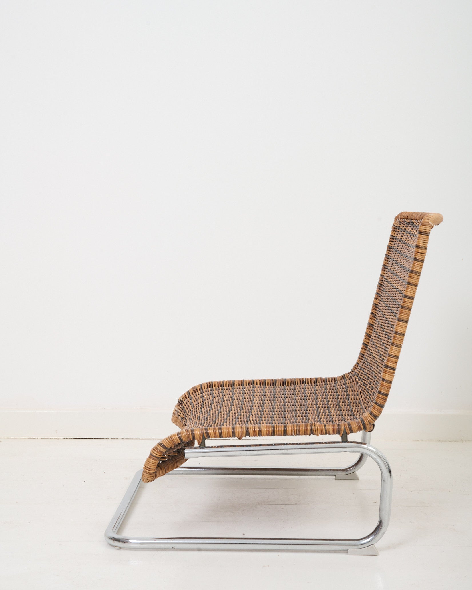 Fauteuil en osier et chrome, 1970s