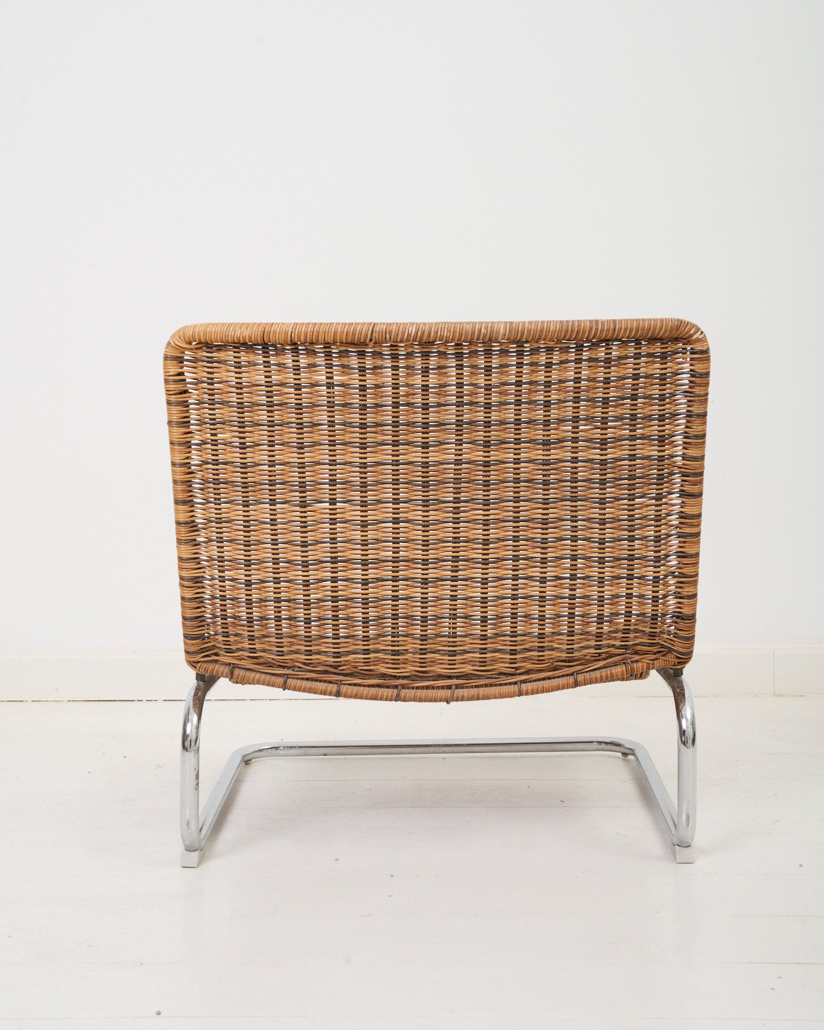 Fauteuil en osier et chrome, 1970s