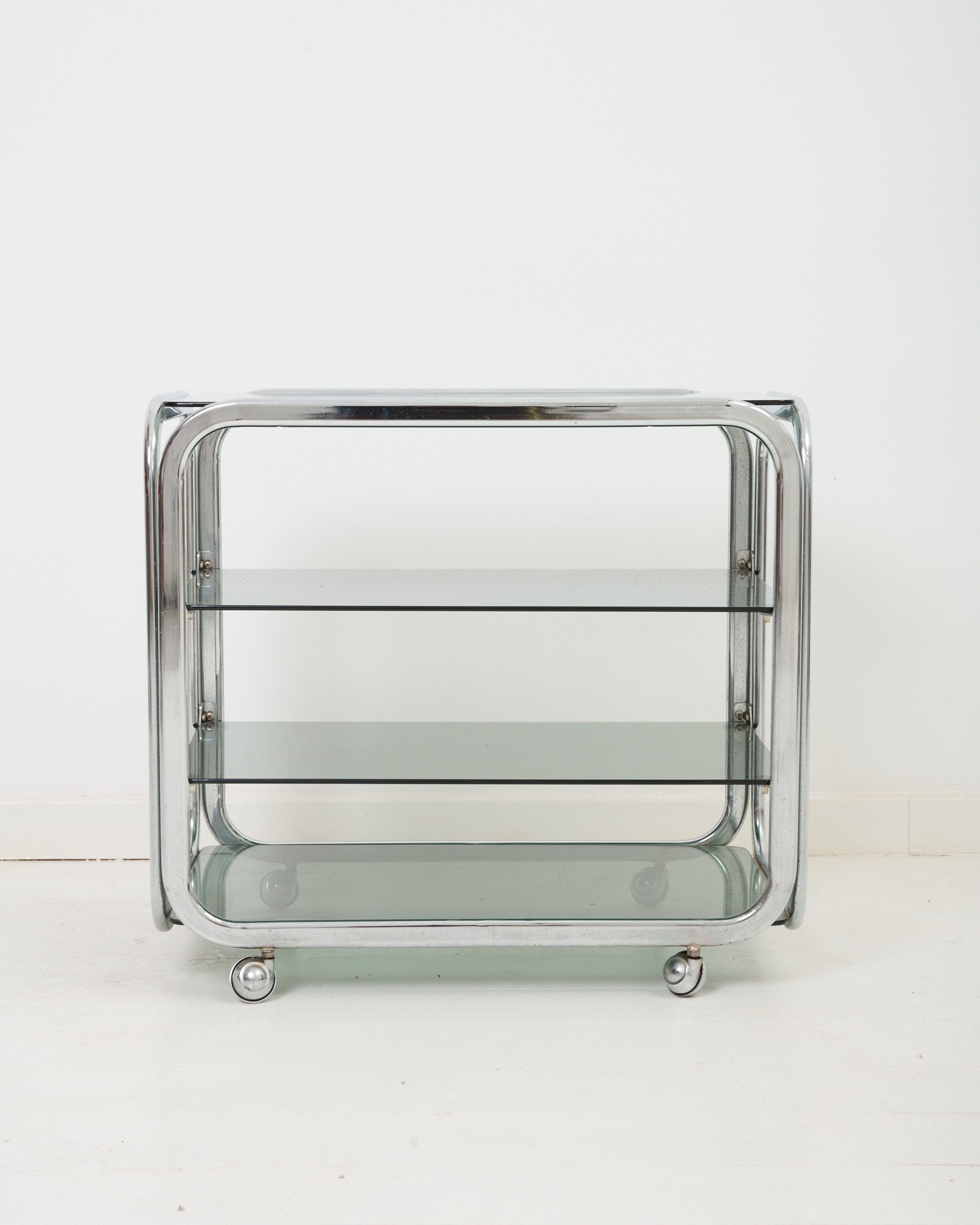 Desserte en chrome et verre fumé, 1970s