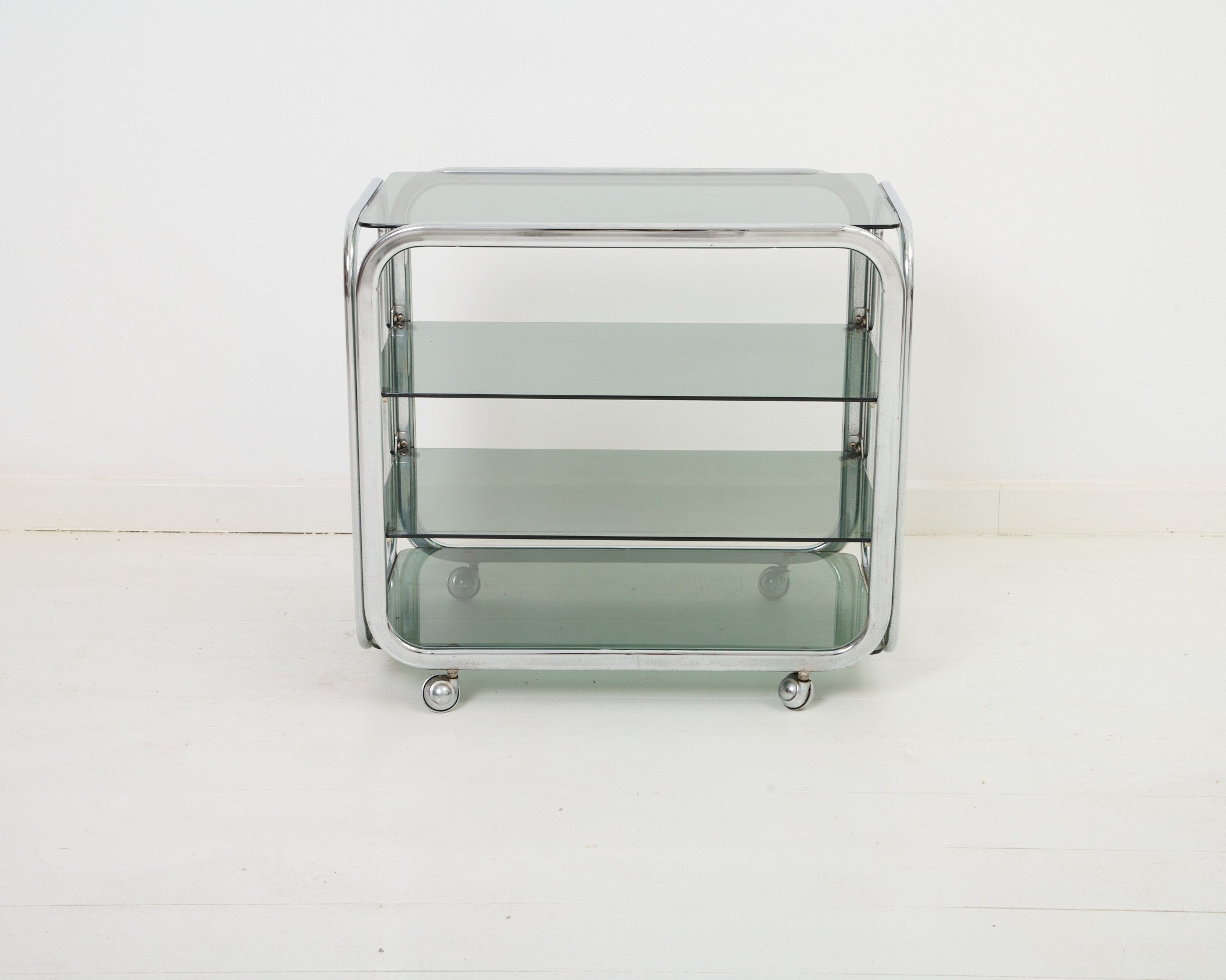 Desserte en chrome et verre fumé, 1970s