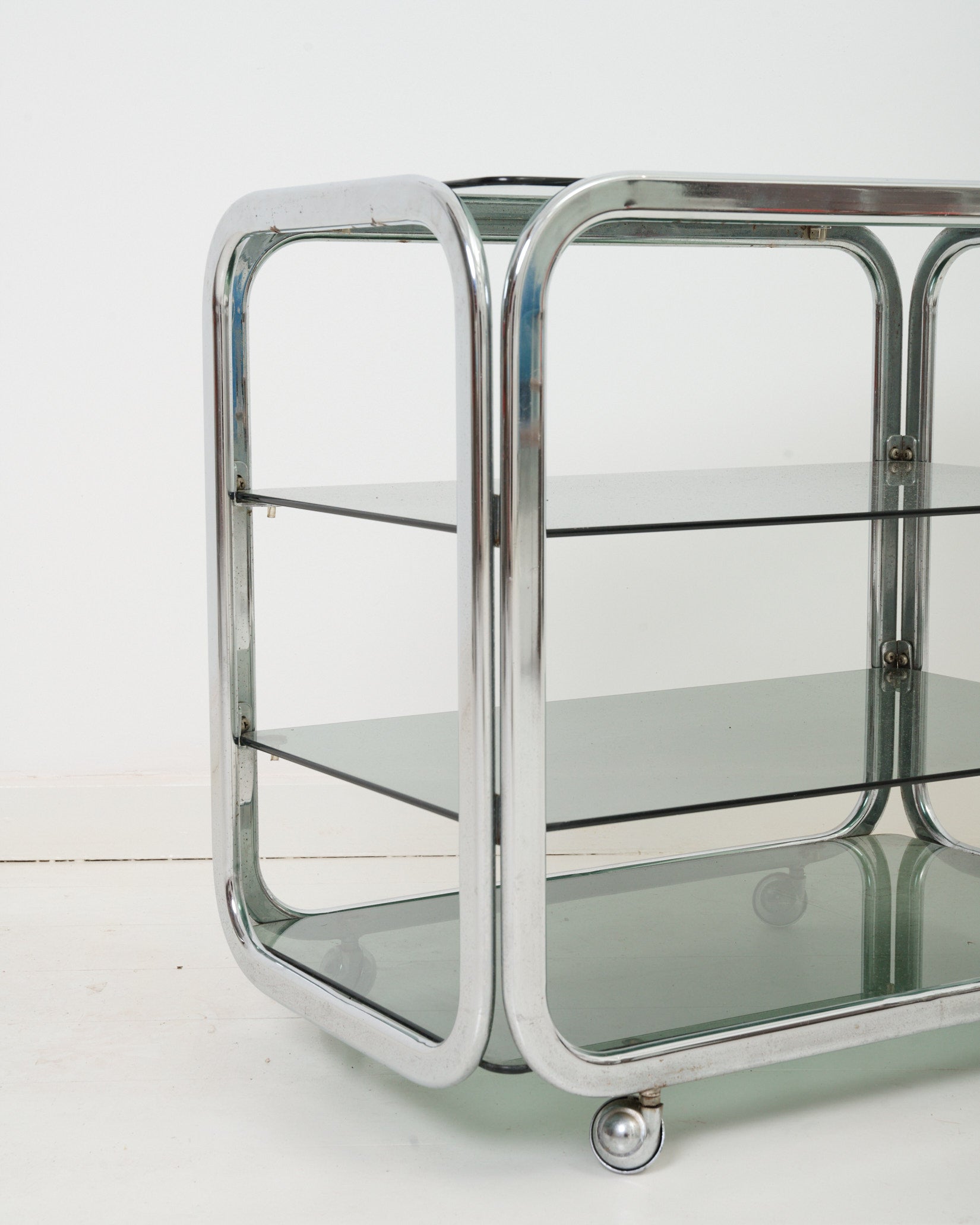 Desserte en chrome et verre fumé, 1970s