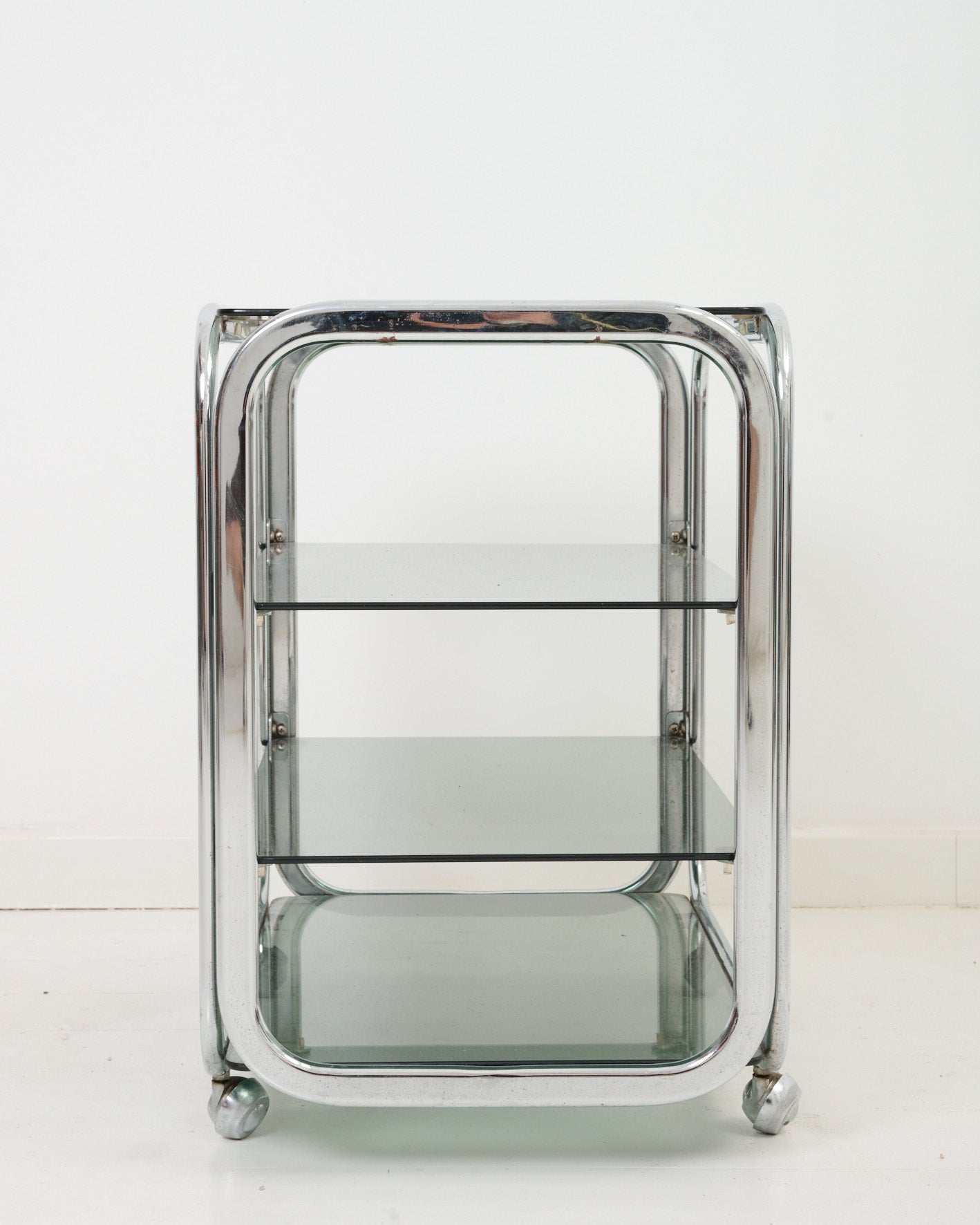 Desserte en chrome et verre fumé, 1970s
