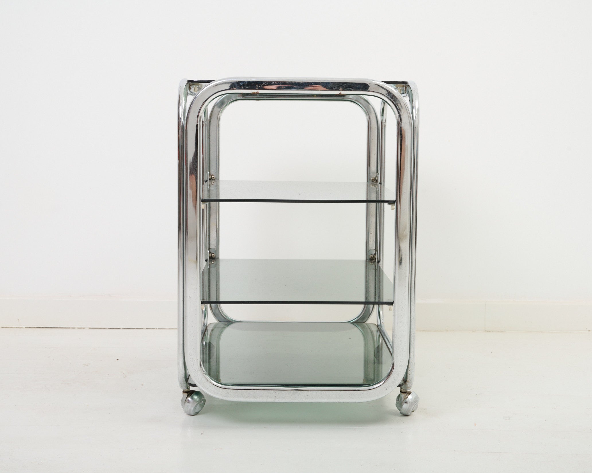 Desserte en chrome et verre fumé, 1970s