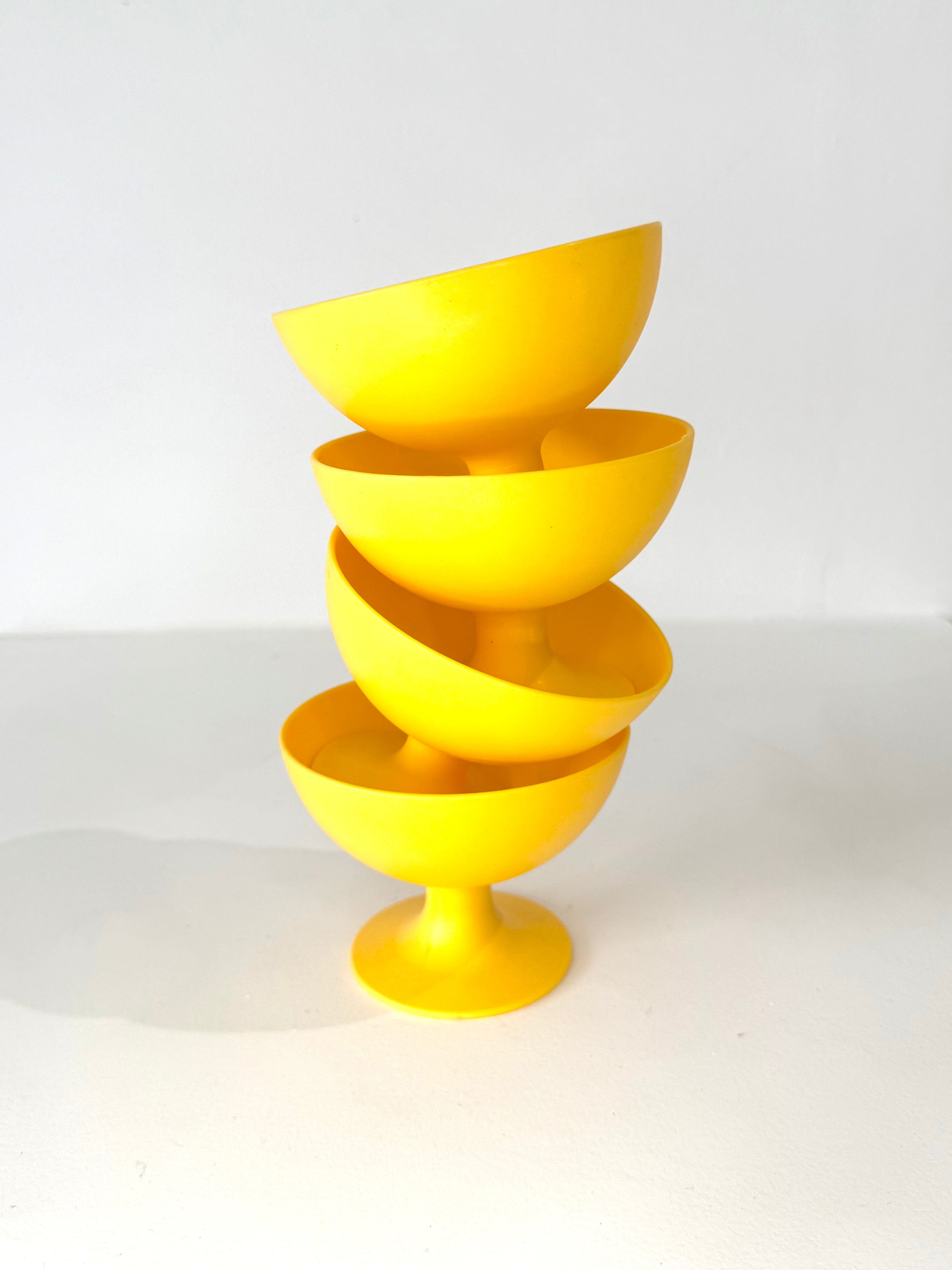 Coupes à desserts jaunes, Coza, 1960-1970