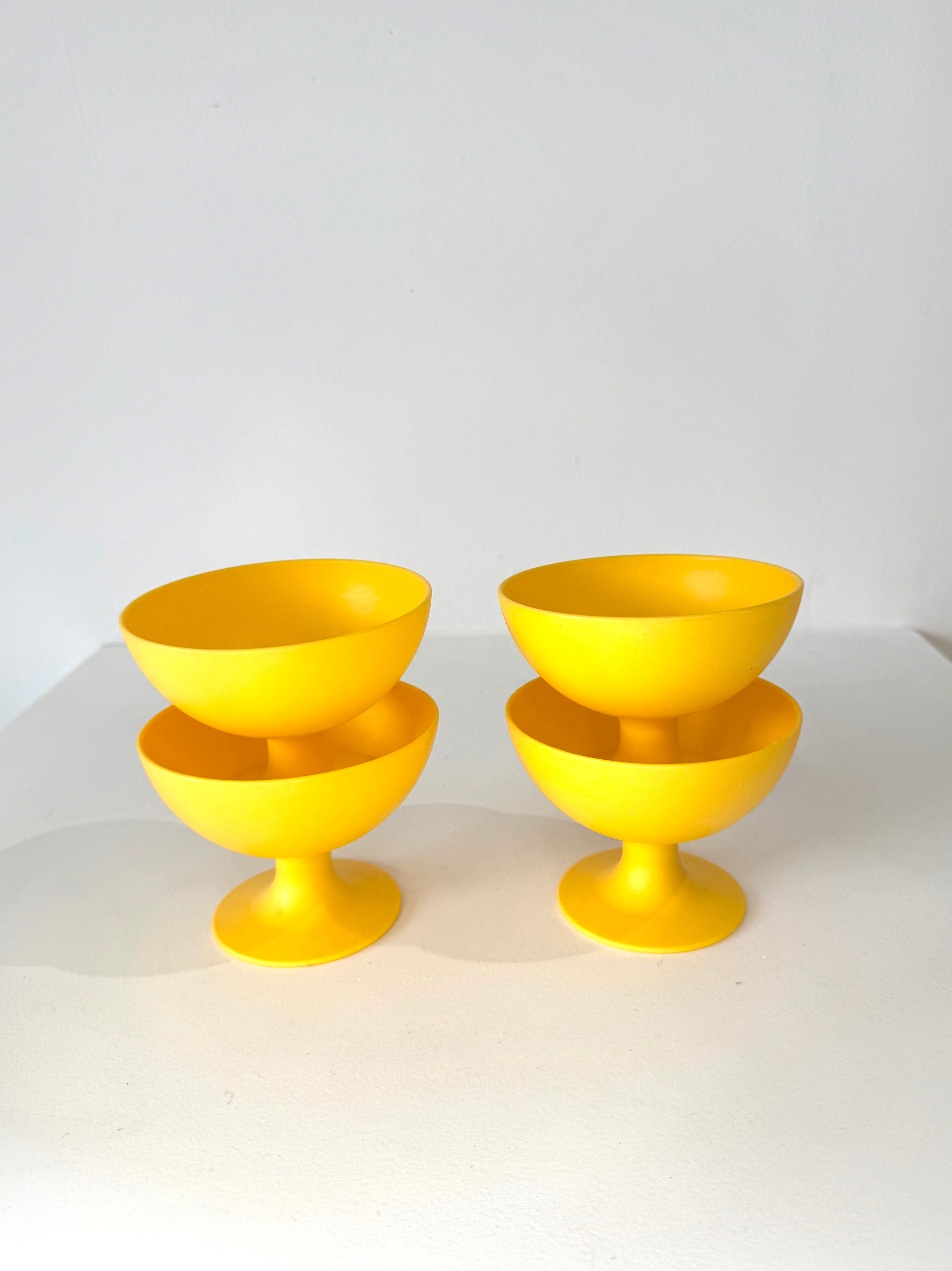 Coupes à desserts jaunes, Coza, 1960-1970