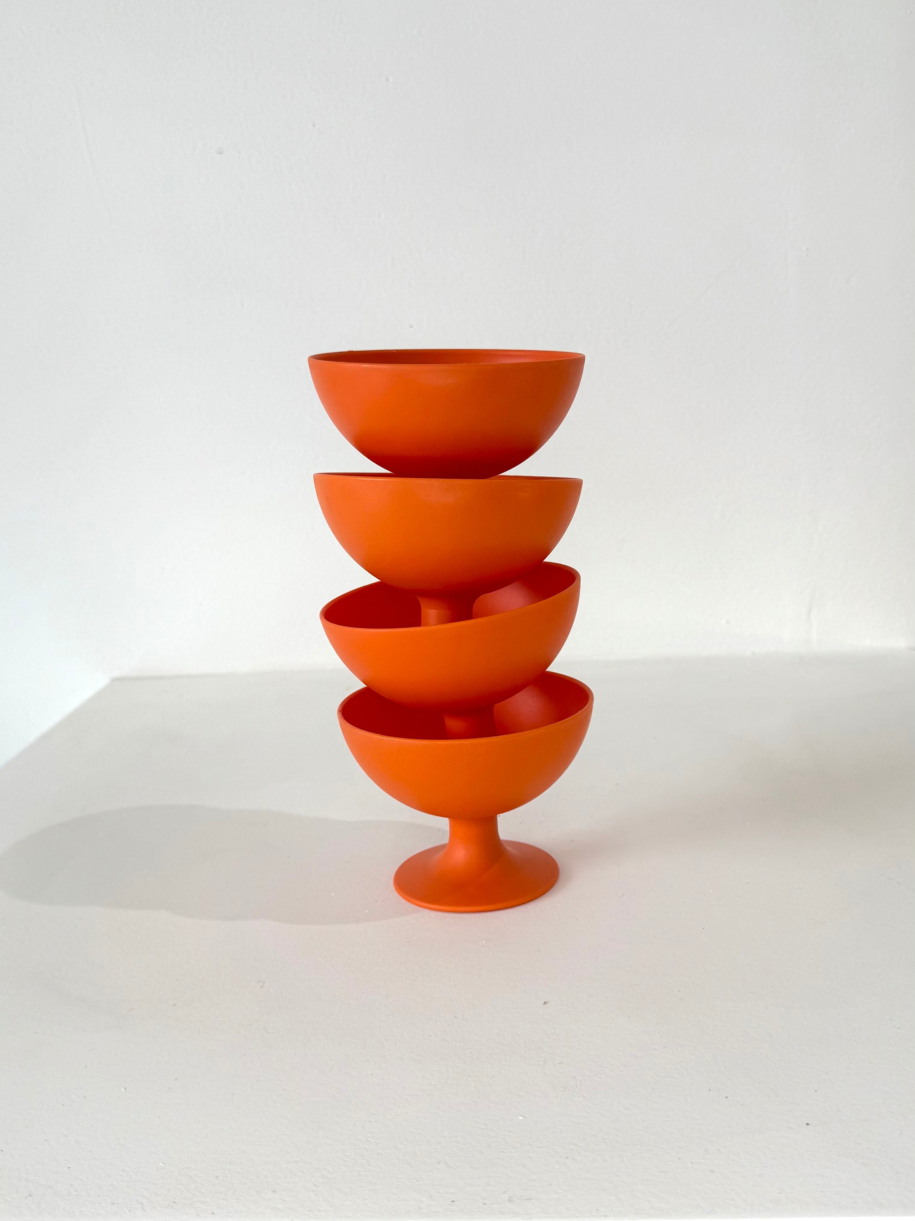 Coupes à desserts oranges, Coza, 1960-1970.