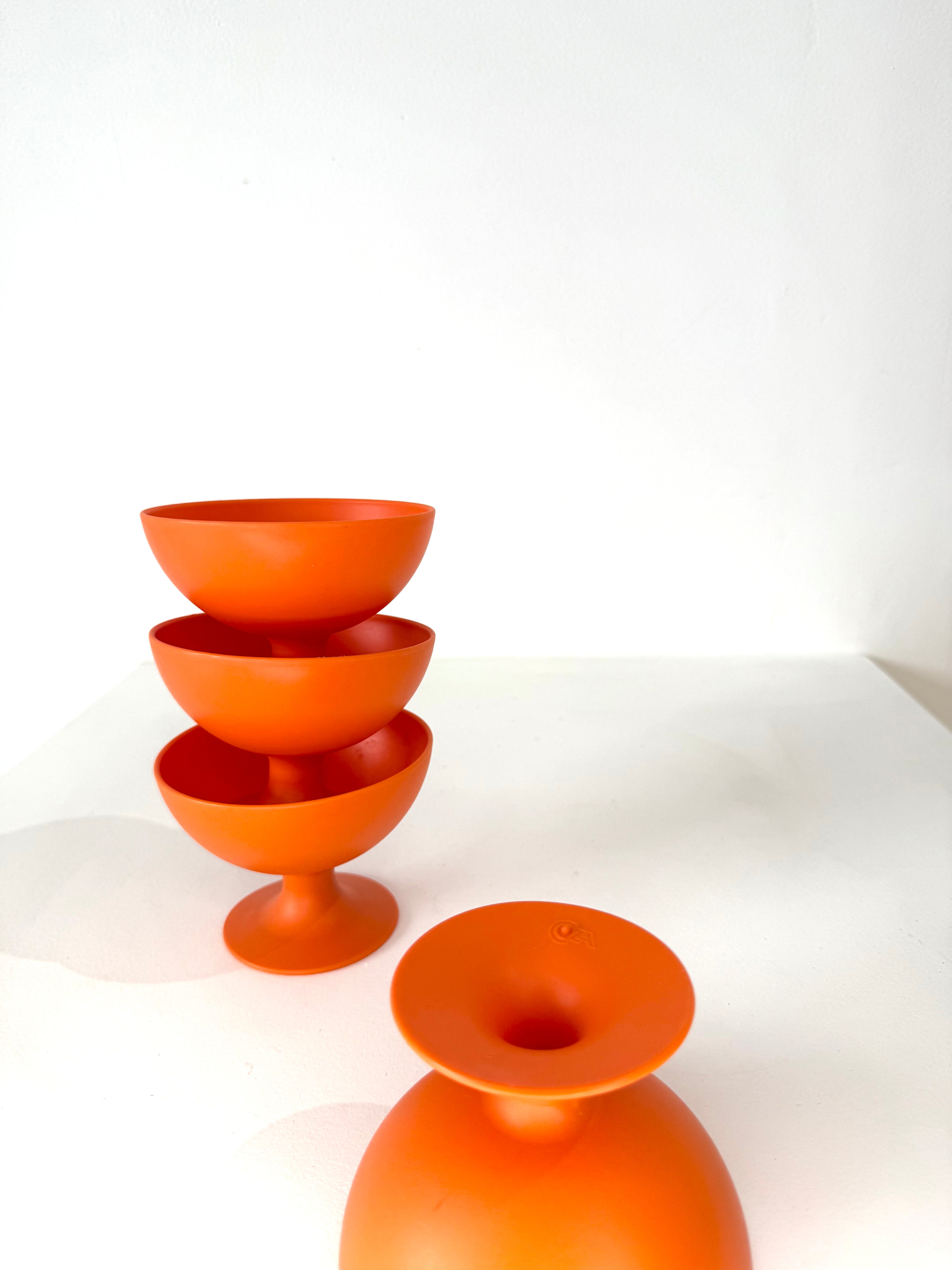 Coupes à desserts oranges, Coza, 1960-1970.