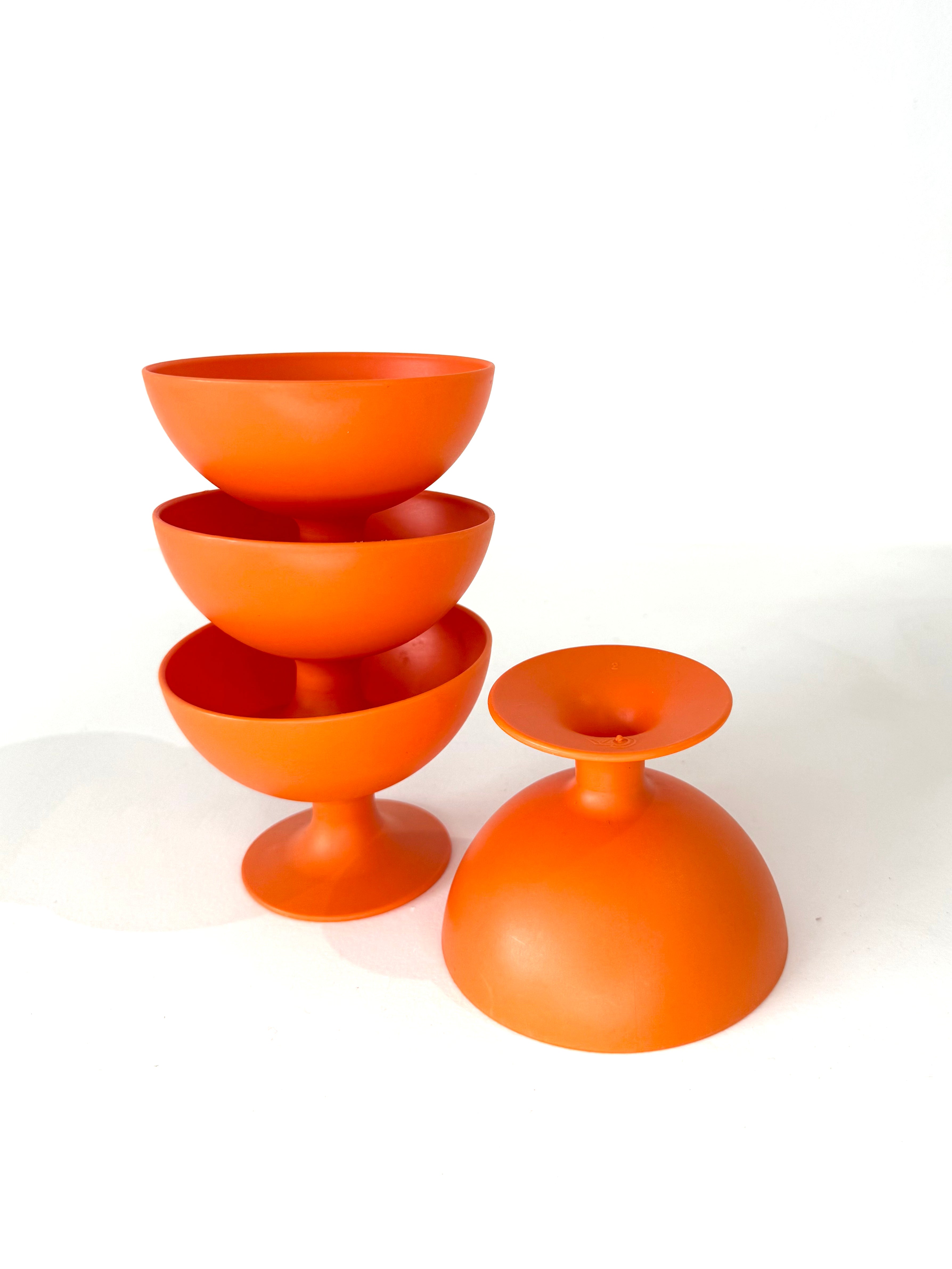 Coupes à desserts oranges, Coza, 1960-1970.