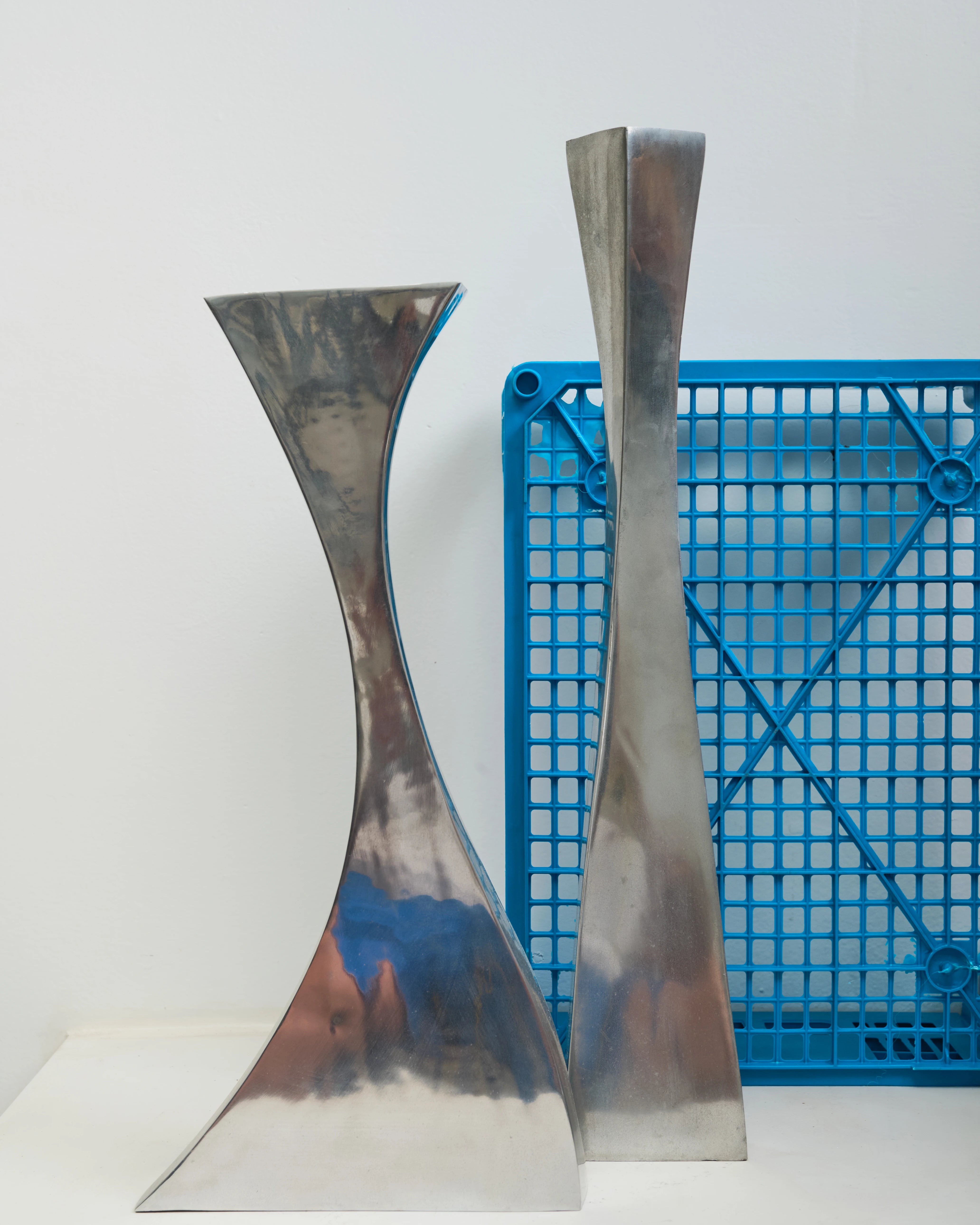 Tall cast aluminum vase #2, 1970s-1980s