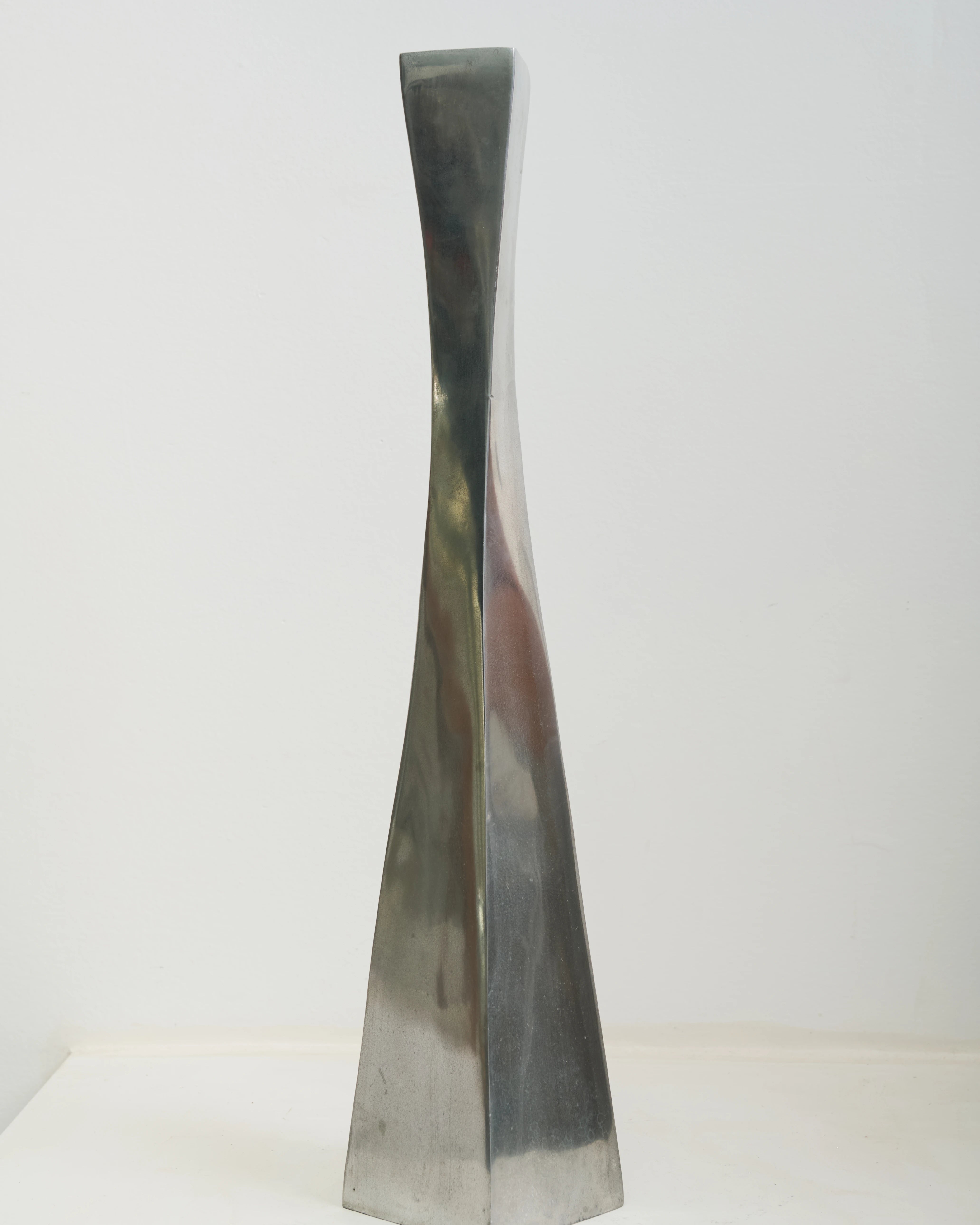 Tall cast aluminum vase #2, 1970s-1980s