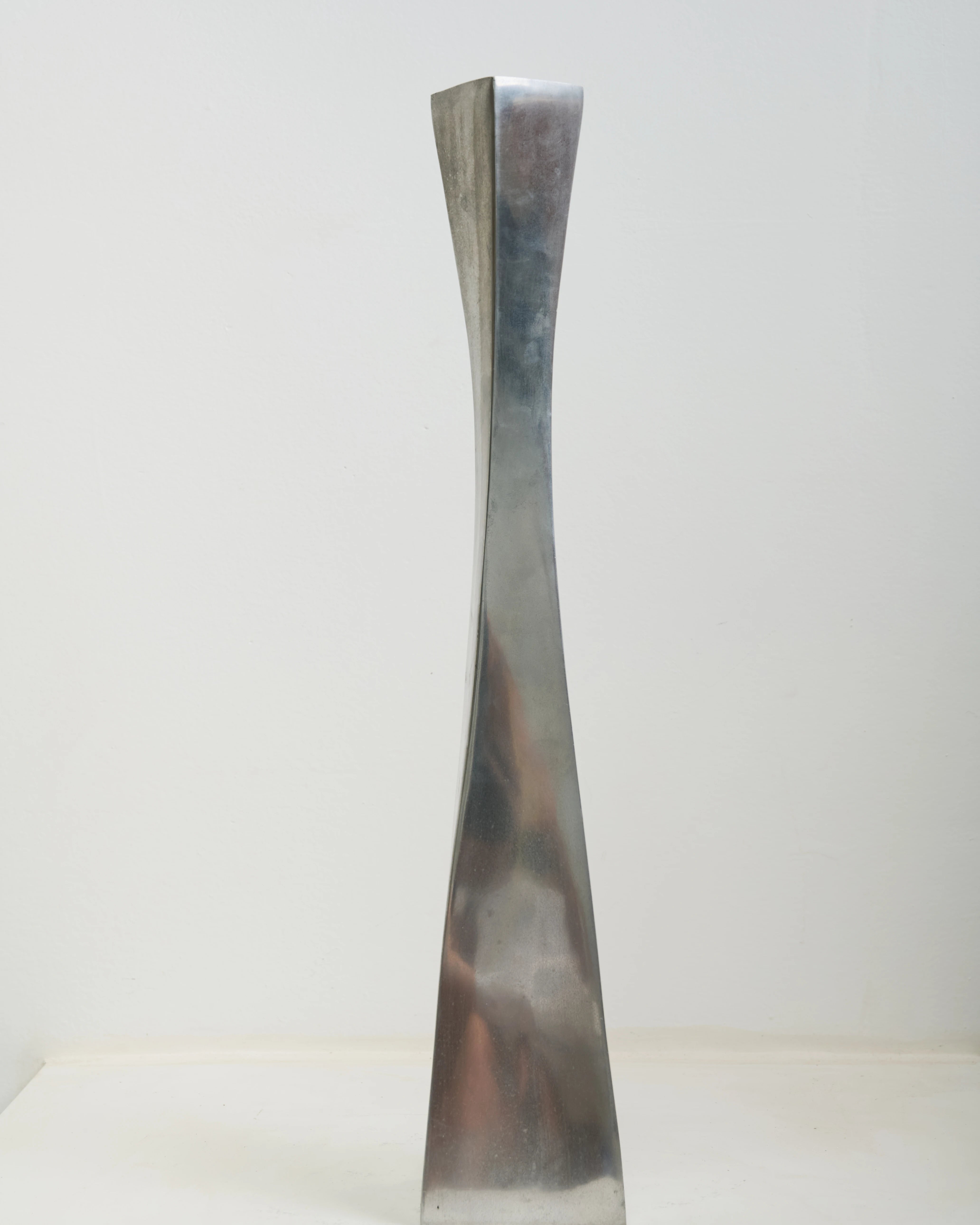 Tall cast aluminum vase #2, 1970s-1980s