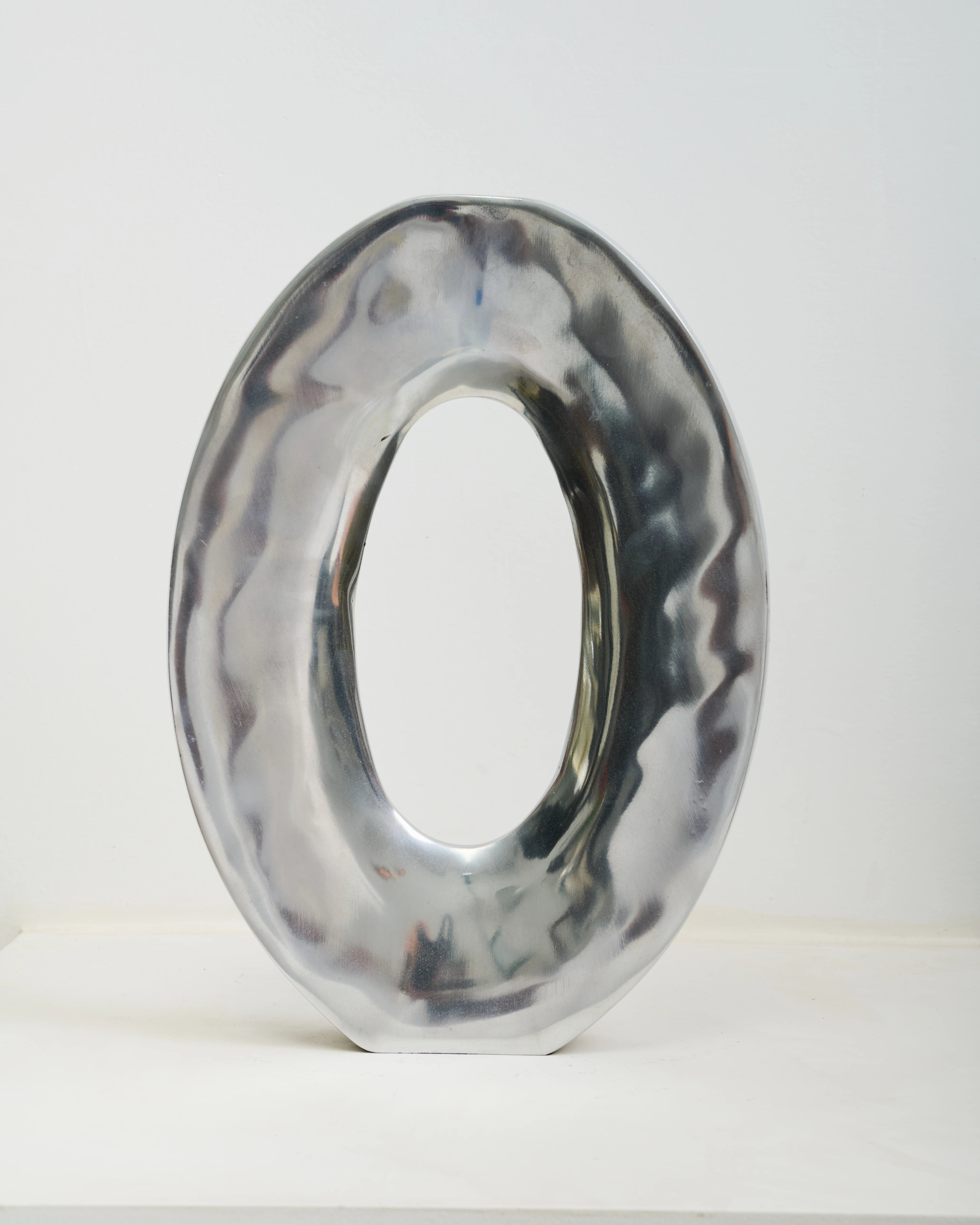 XXL Oval Openwork Cast Aluminum Vase, Italy, 1970s-1980s