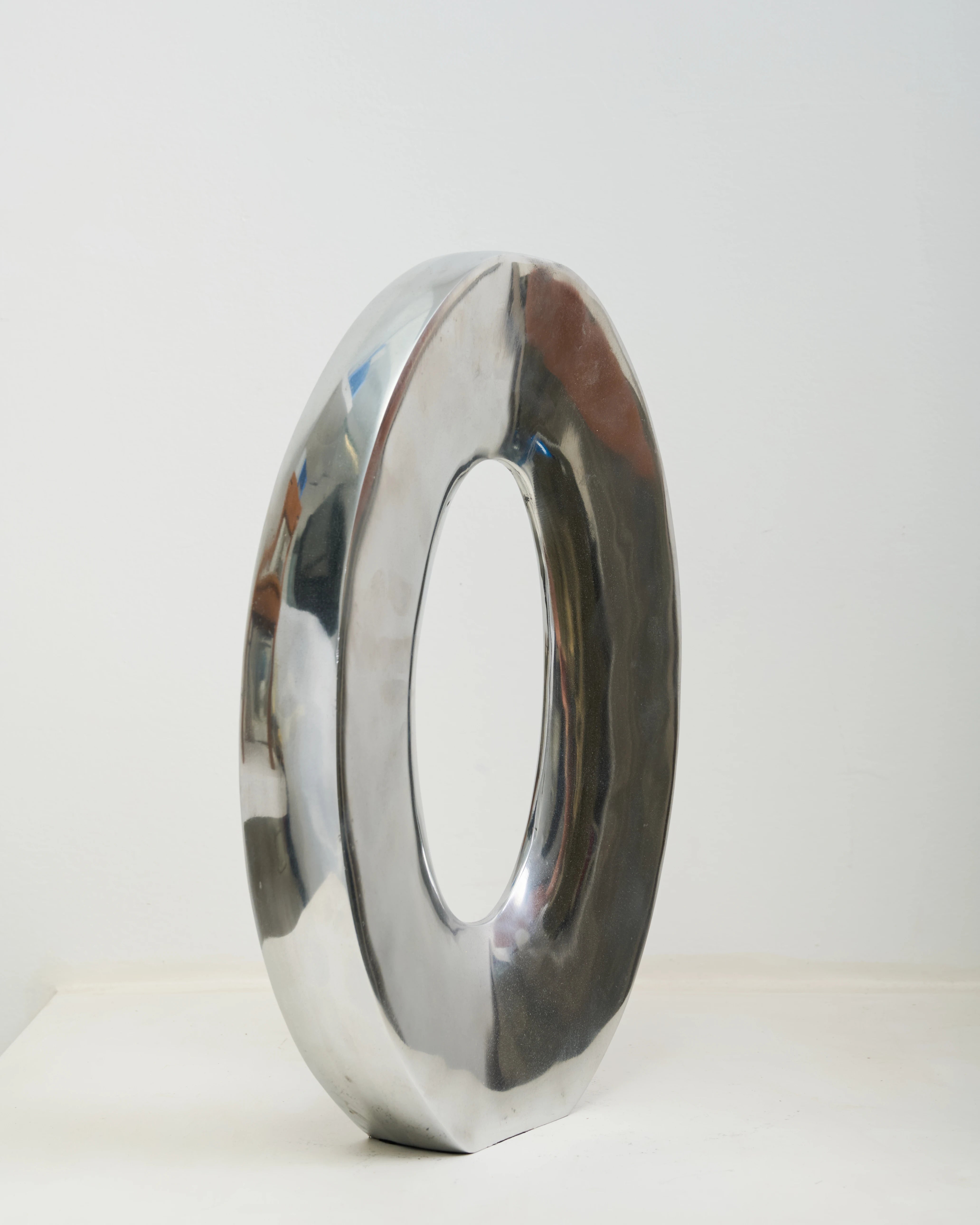 XXL Oval Openwork Cast Aluminum Vase, Italy, 1970s-1980s
