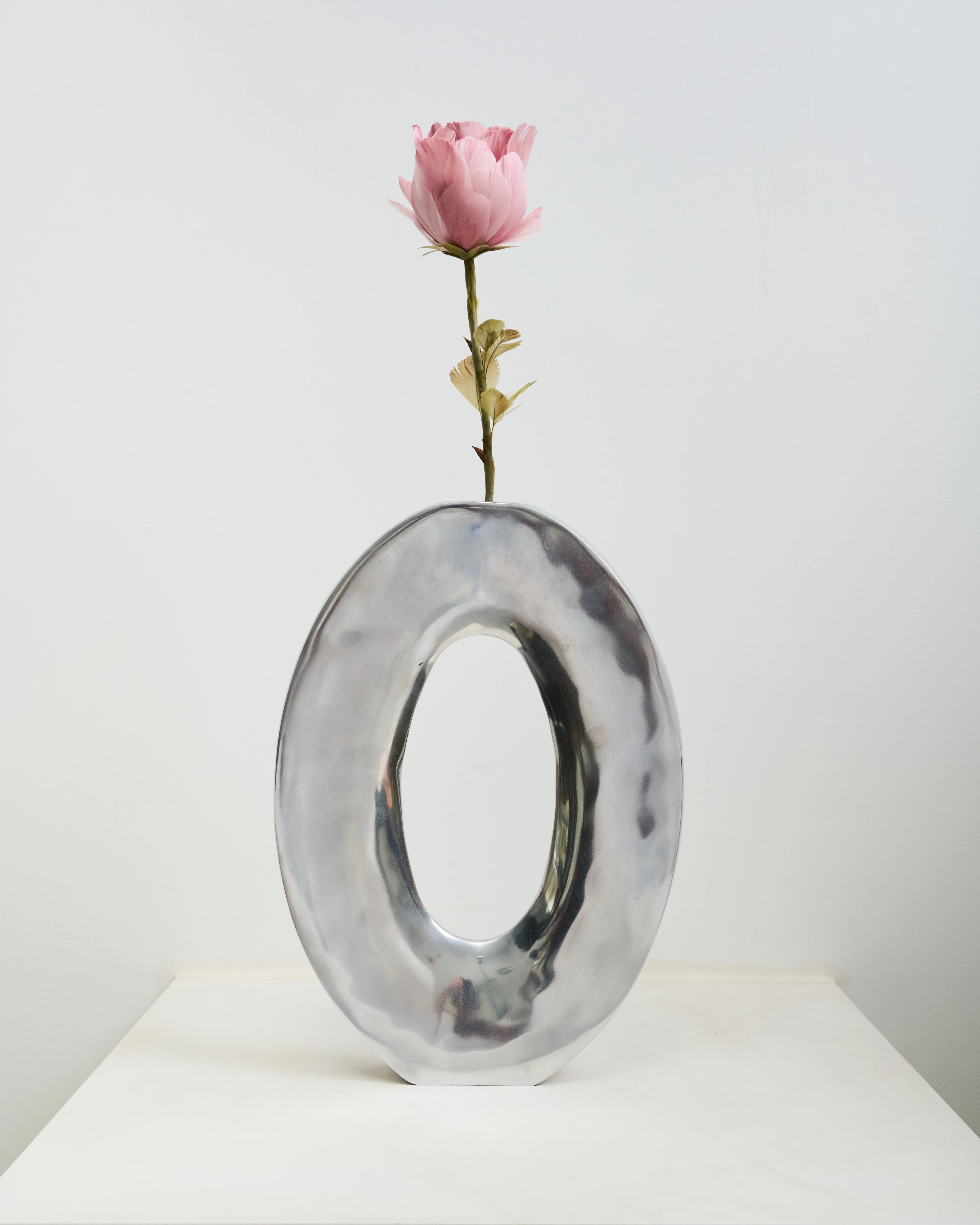 XXL Oval Openwork Cast Aluminum Vase, Italy, 1970s-1980s