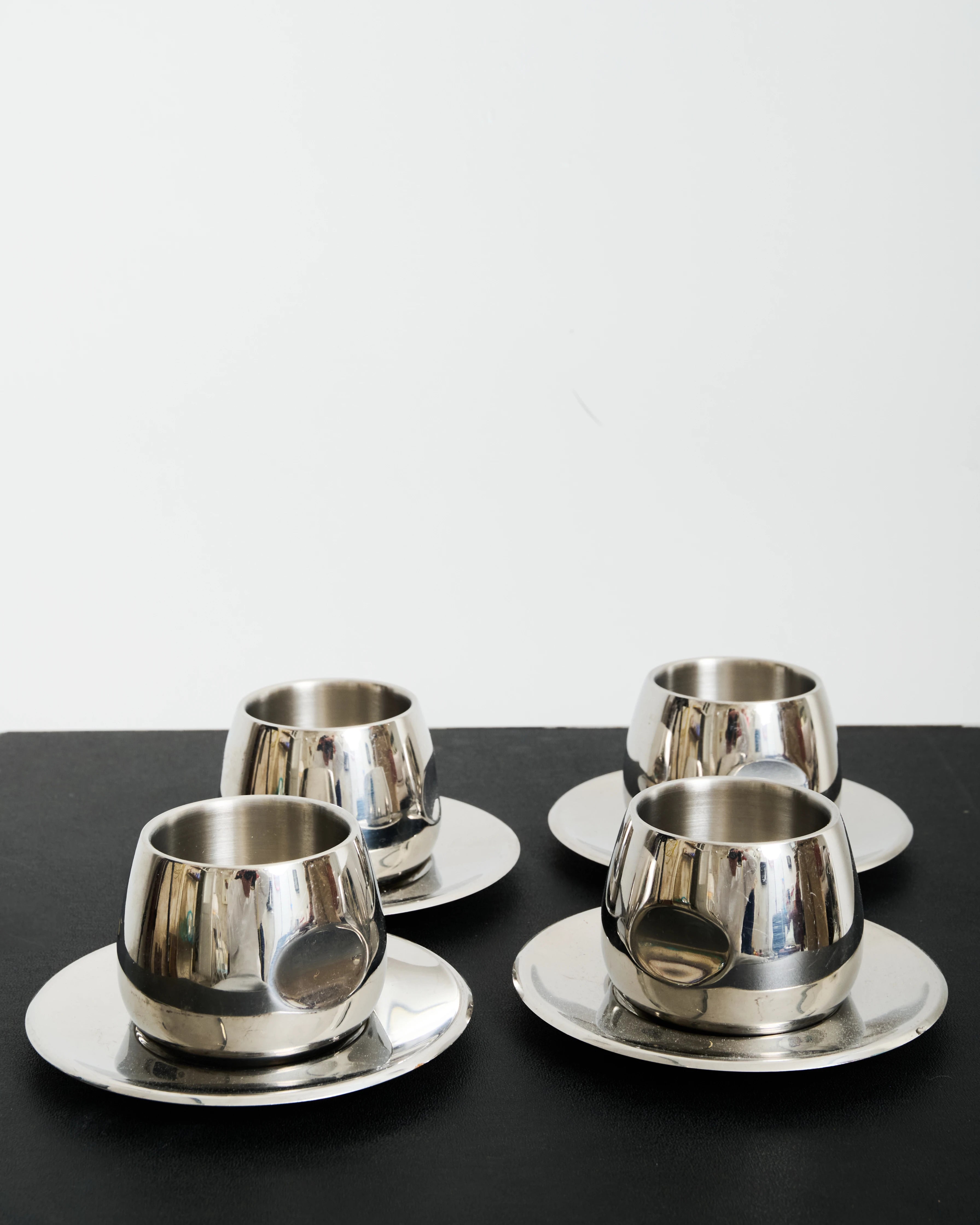 Four cups and saucers, AMC Art Design, Italy, 1970s