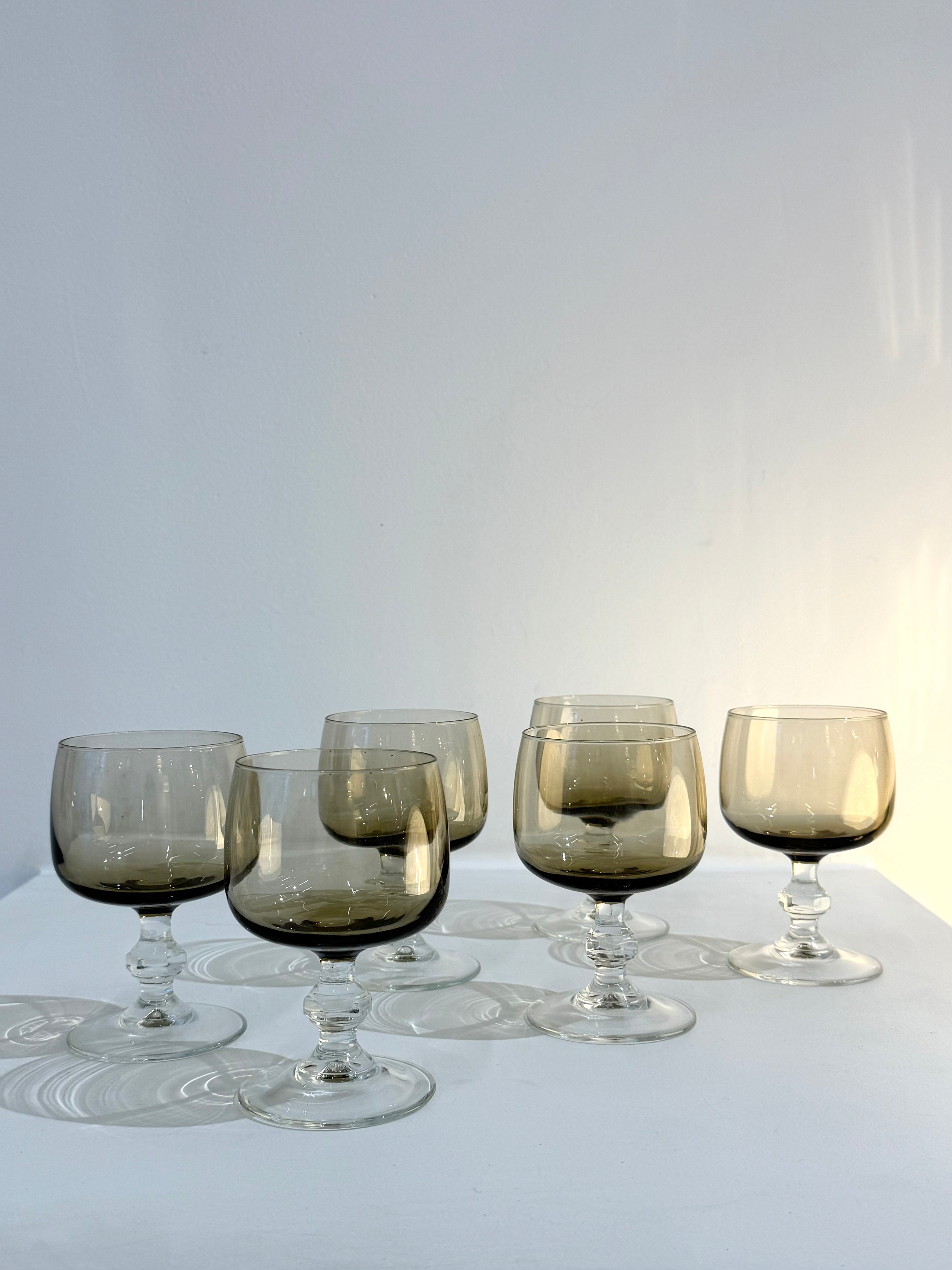 Verres à pied bicolores (6), Luminarc, 1970-1980