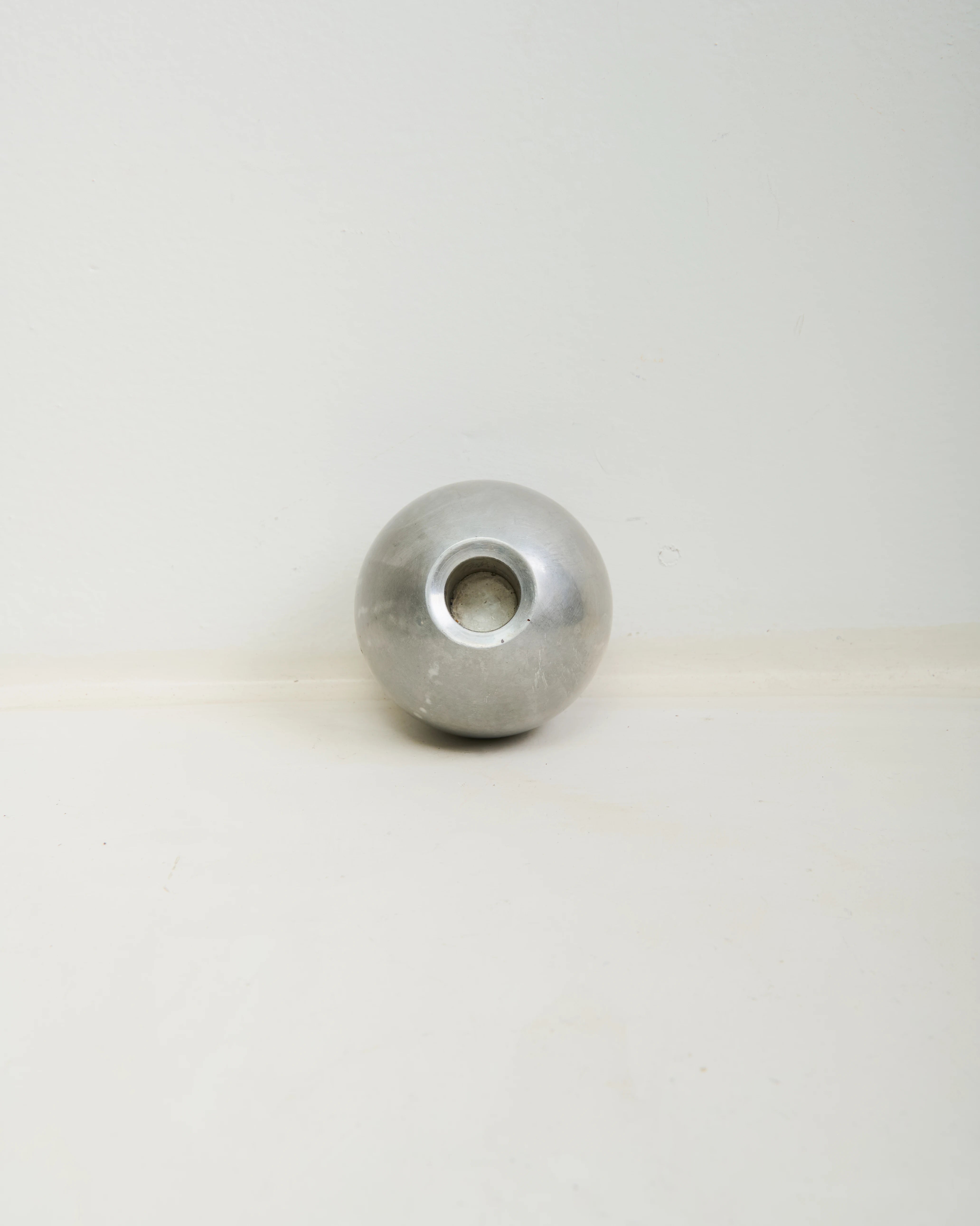 Paire de bougeoirs "Boule", métal brossé, Ikea, 1990s