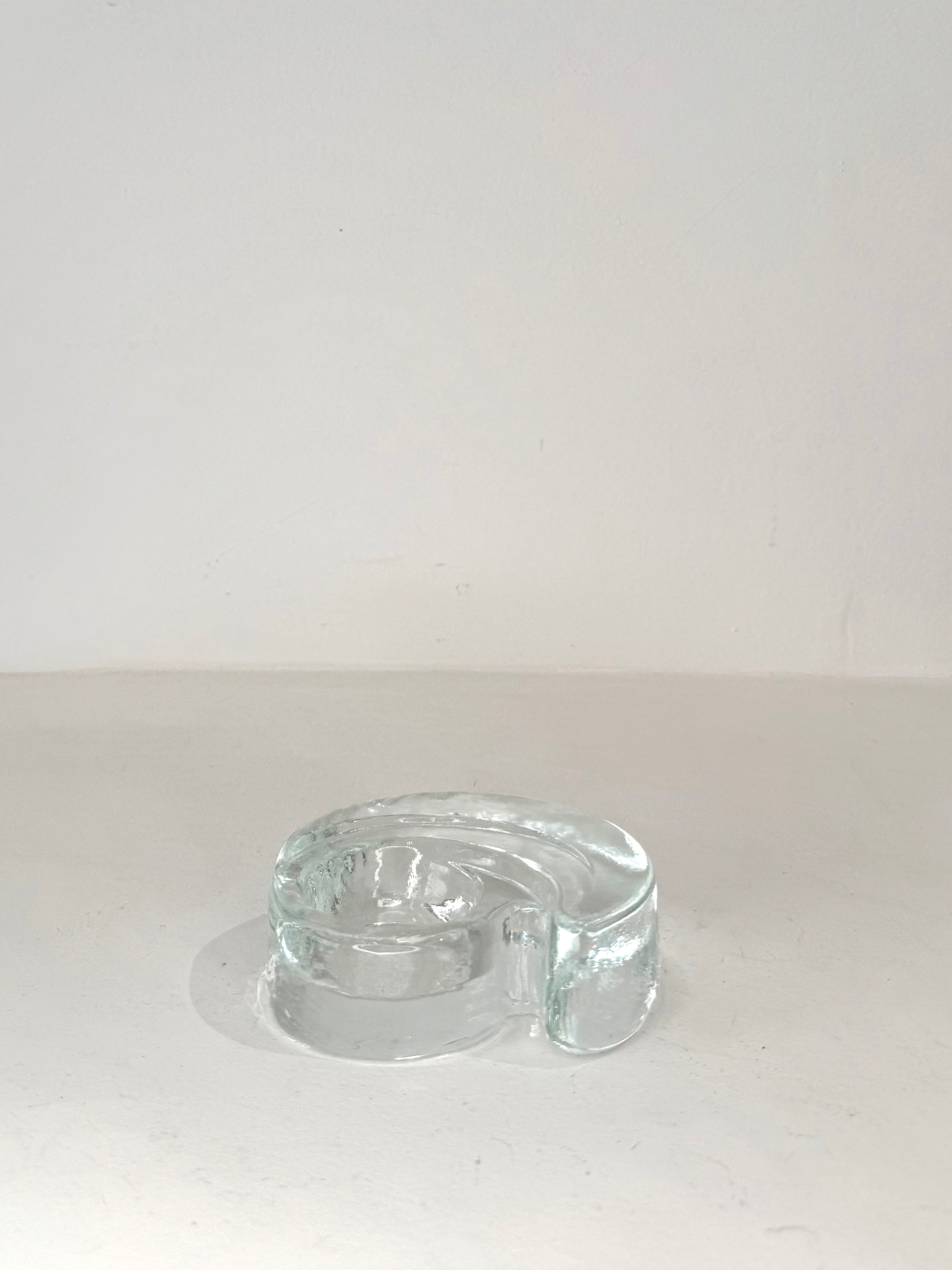 Bougeoir coquillage en verre, 1970s