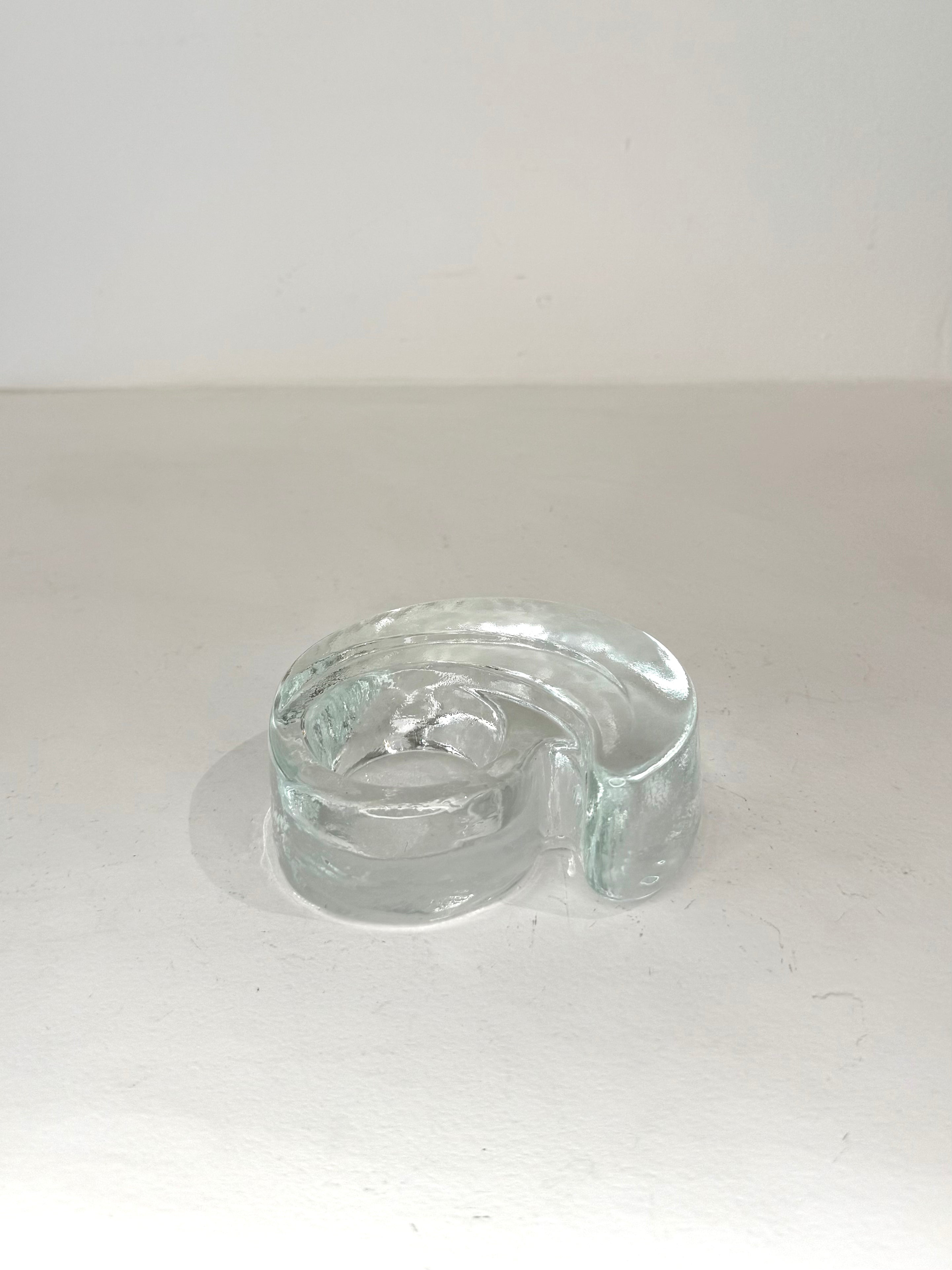 Bougeoir coquillage en verre, 1970s