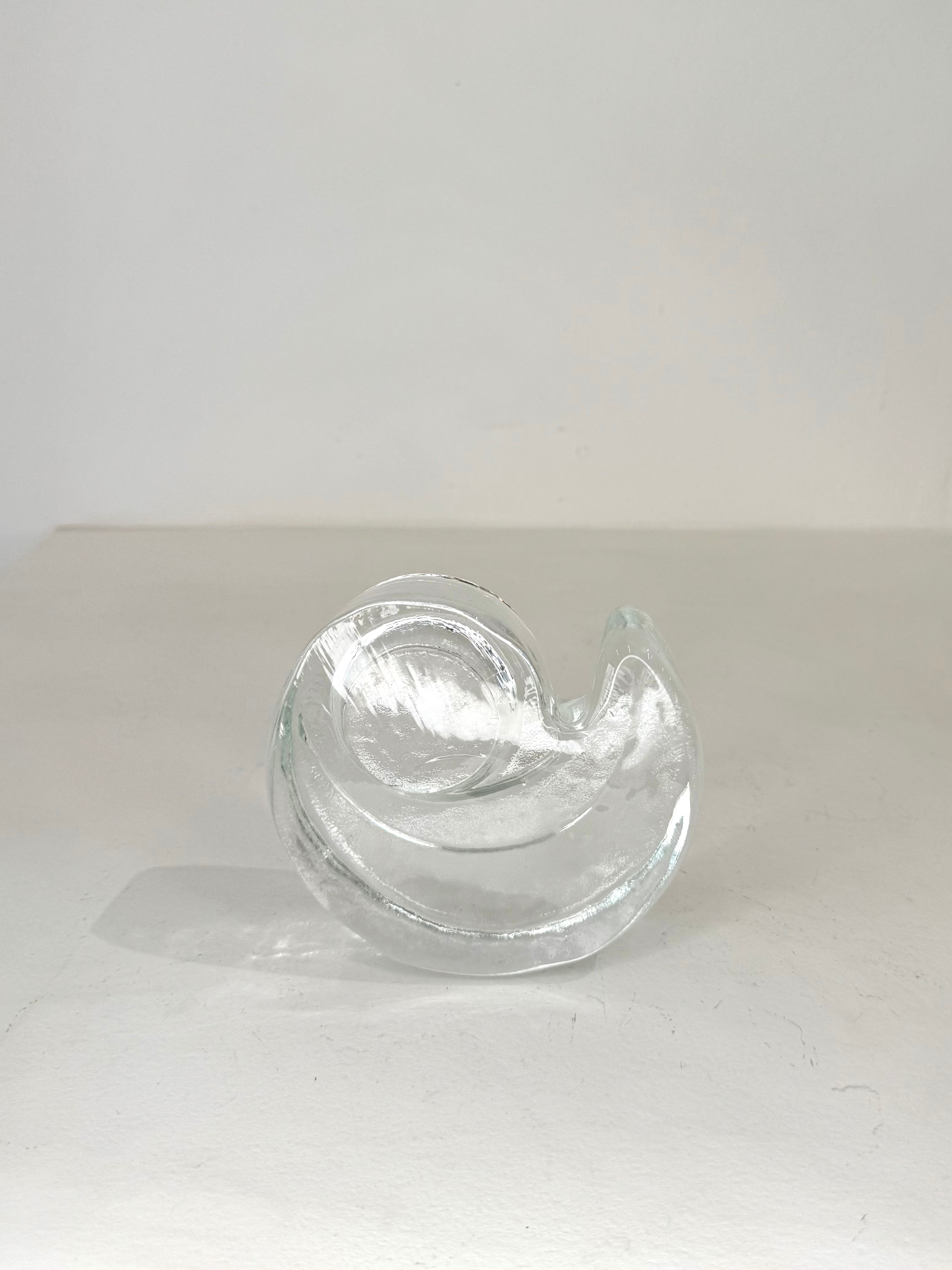 Bougeoir coquillage en verre, 1970s