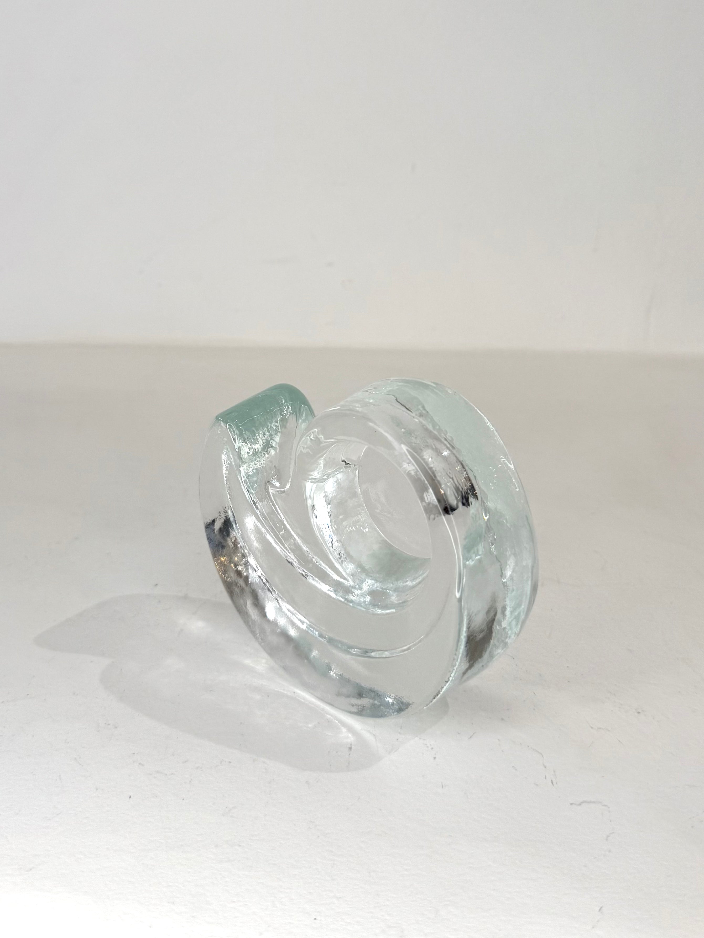 Bougeoir coquillage en verre, 1970s