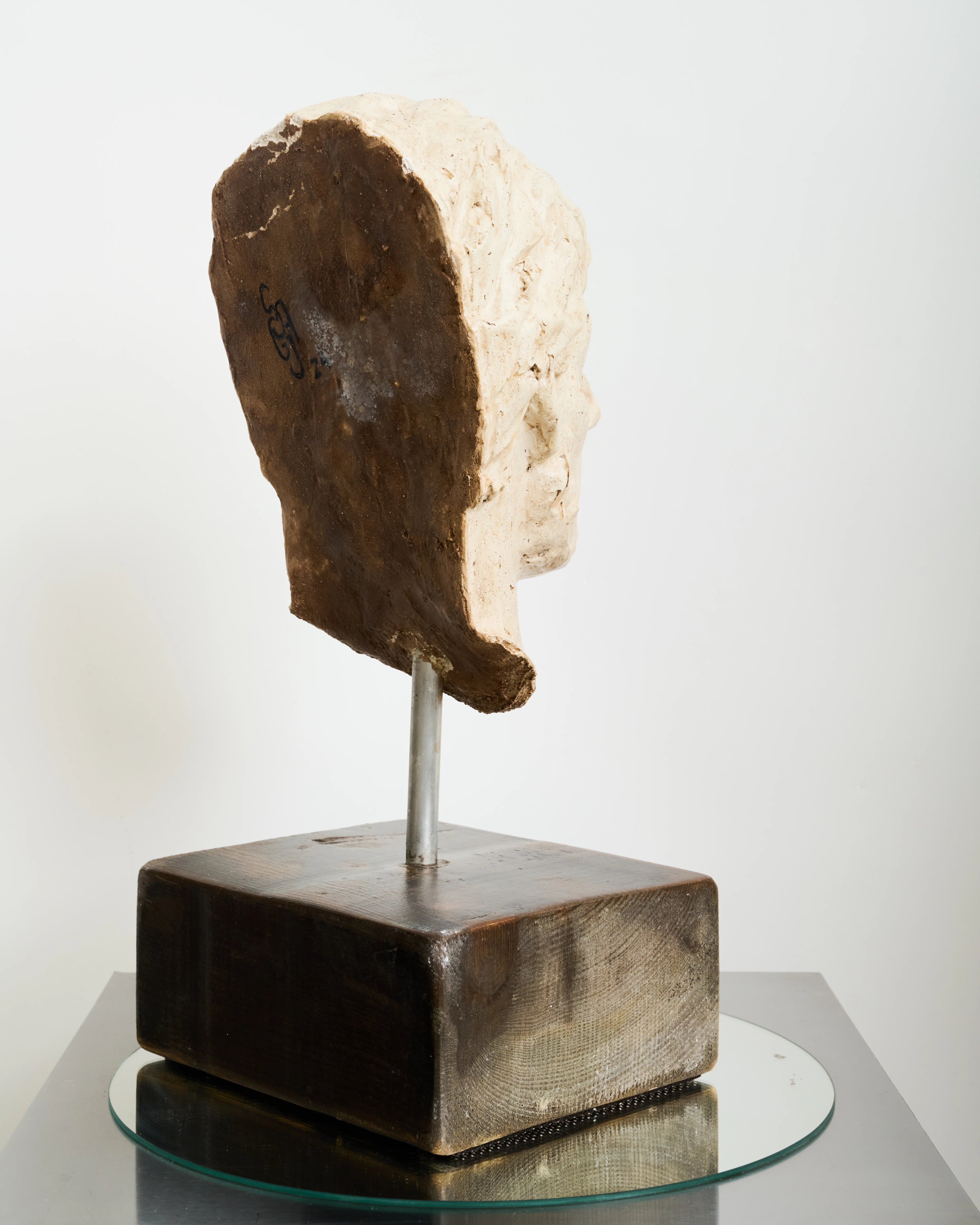 Bust of Hadrian Roman emperor on wooden base, Italy