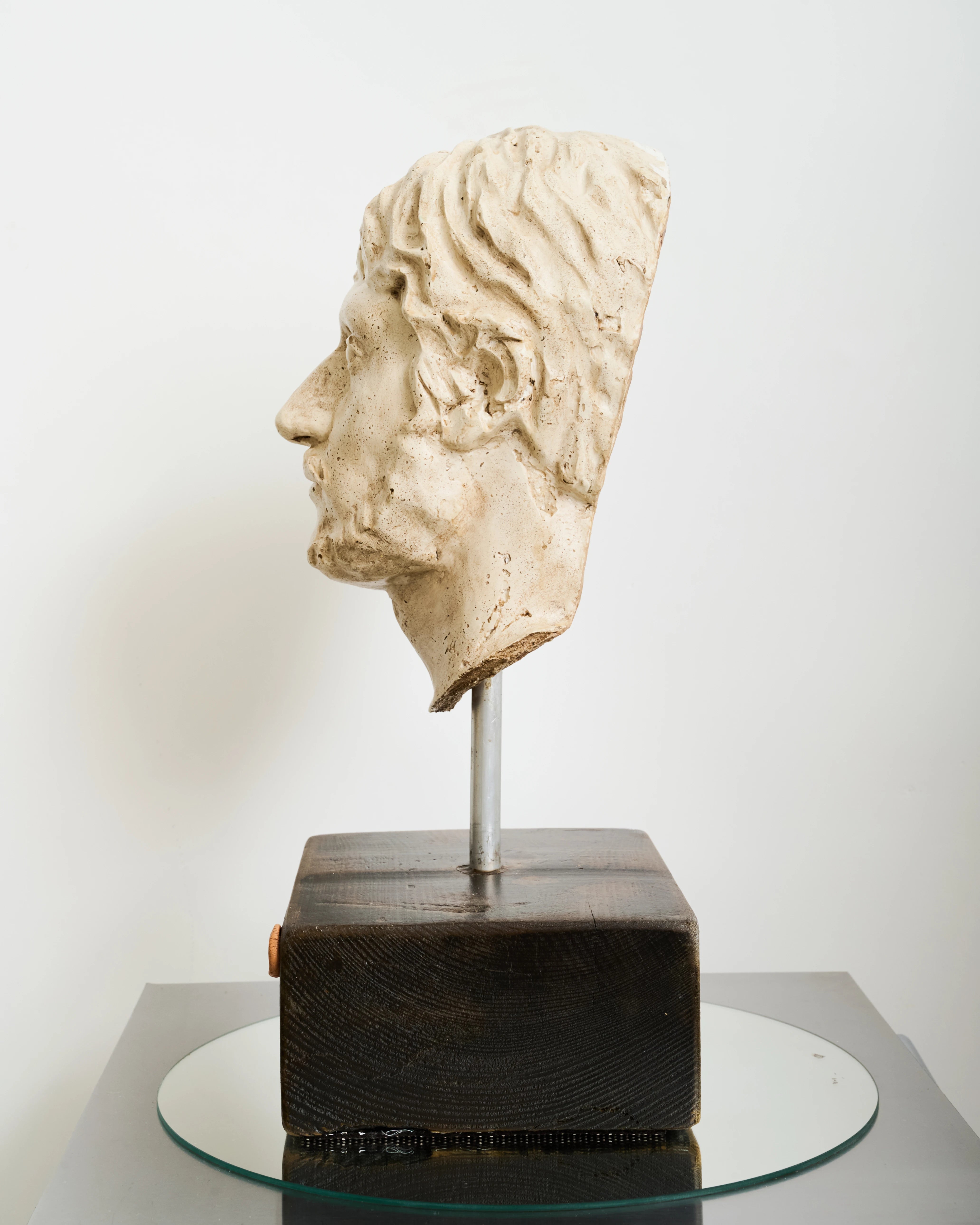 Bust of Hadrian Roman emperor on wooden base, Italy