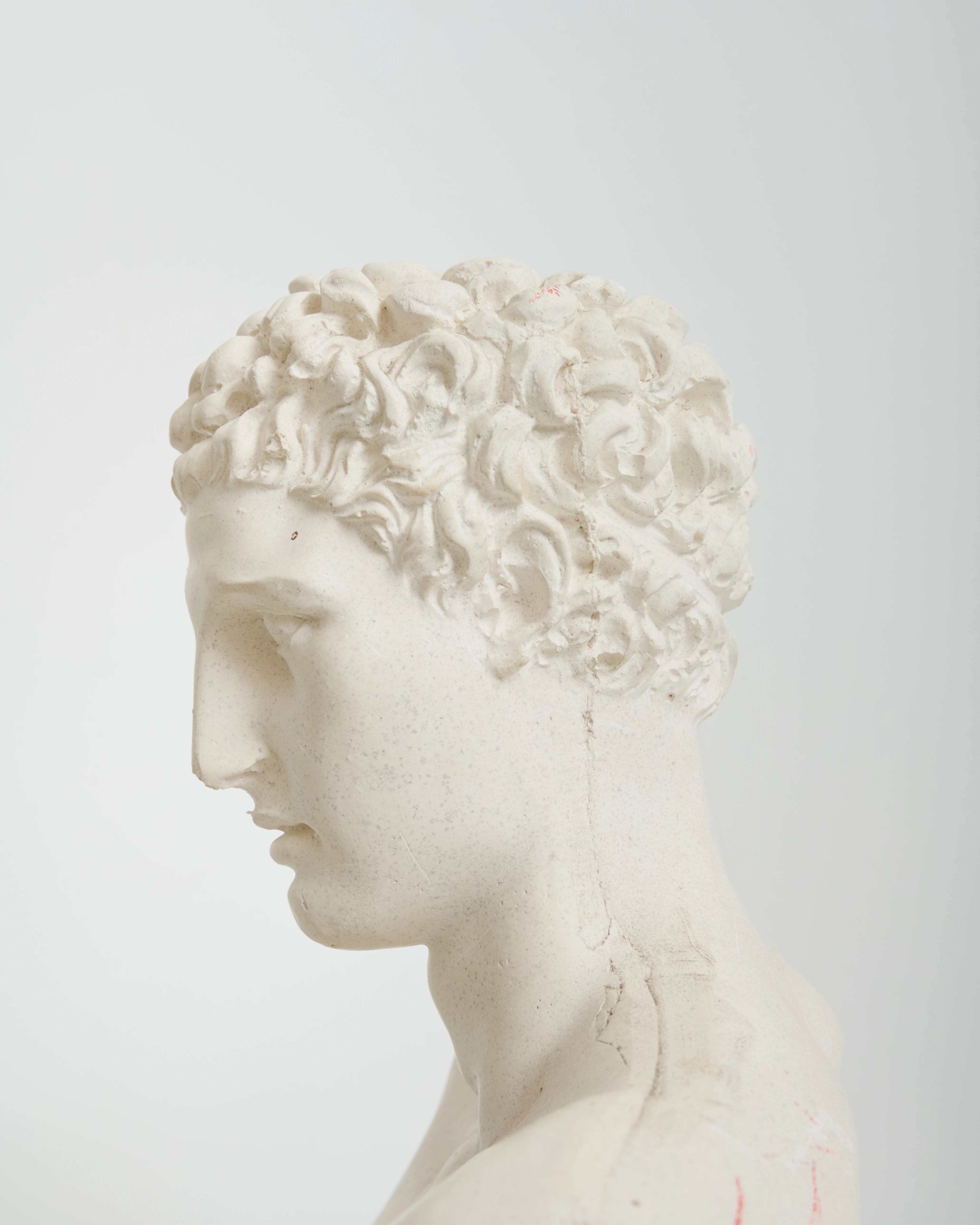 Bust of an Ephebe or Marathon Boy with a plaster base, Italy