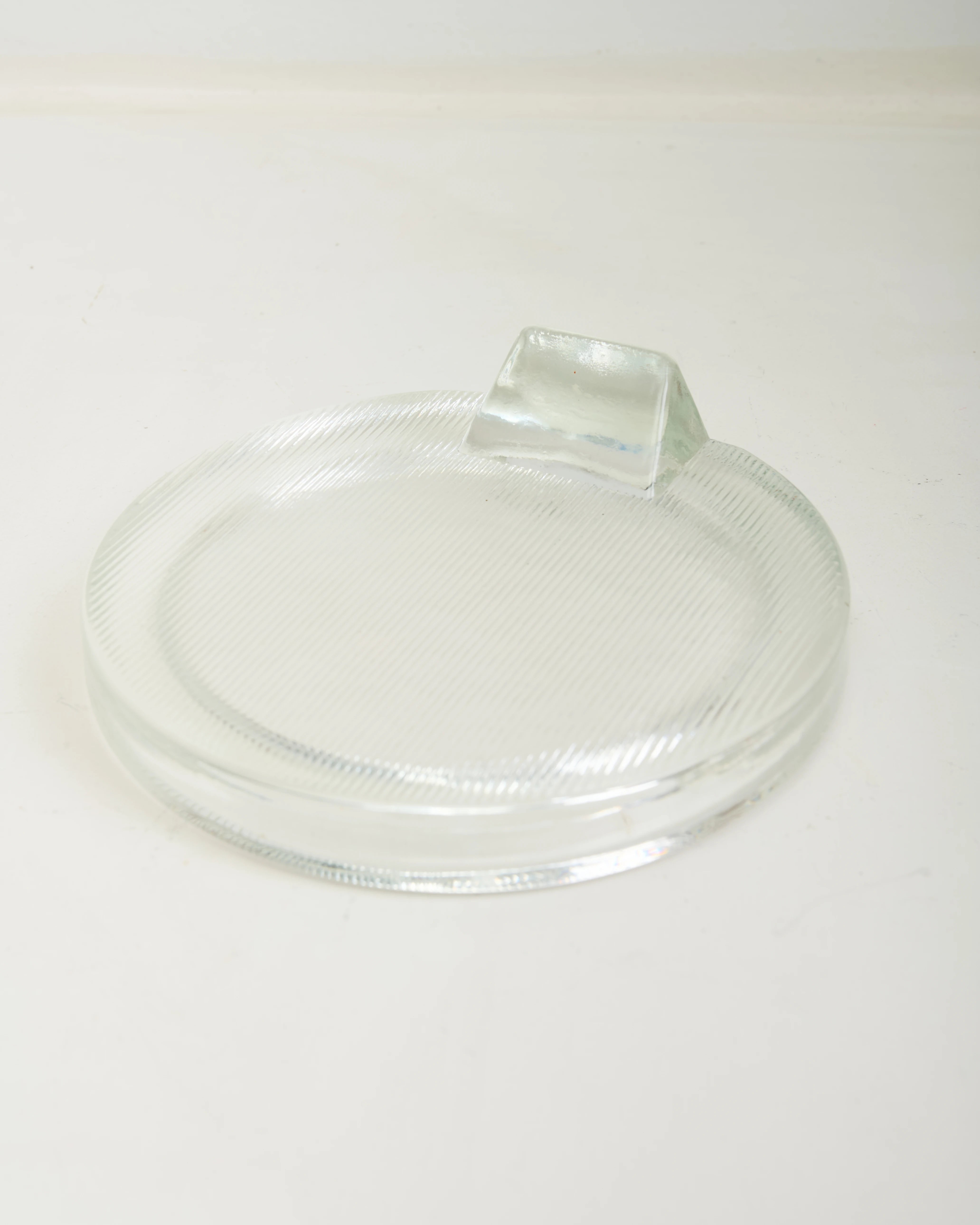 Cadre photo ou cendrier rond en verre texturé, 1970s