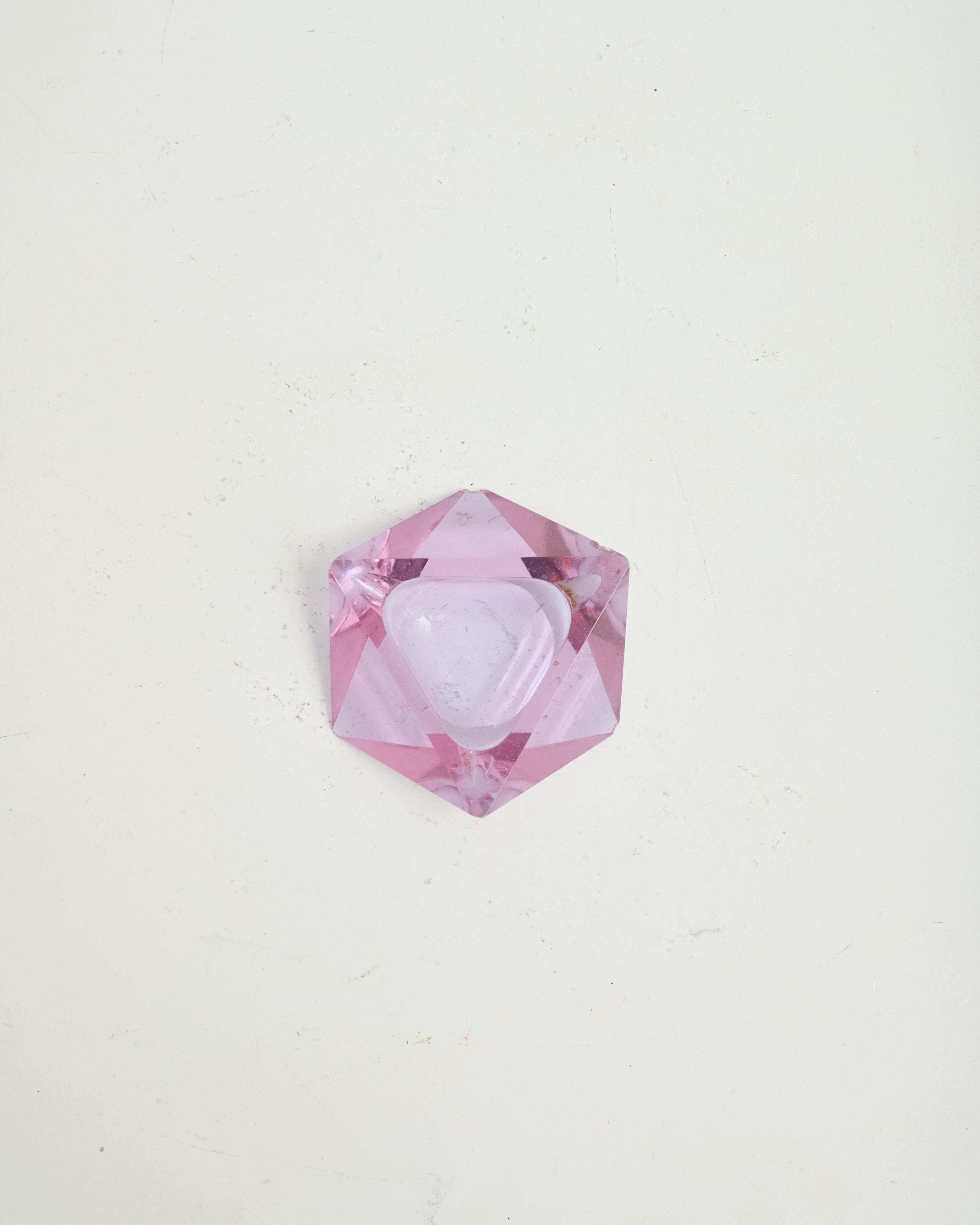 Ashtray or trinket tray in purple "diamond" crystal, 1970s