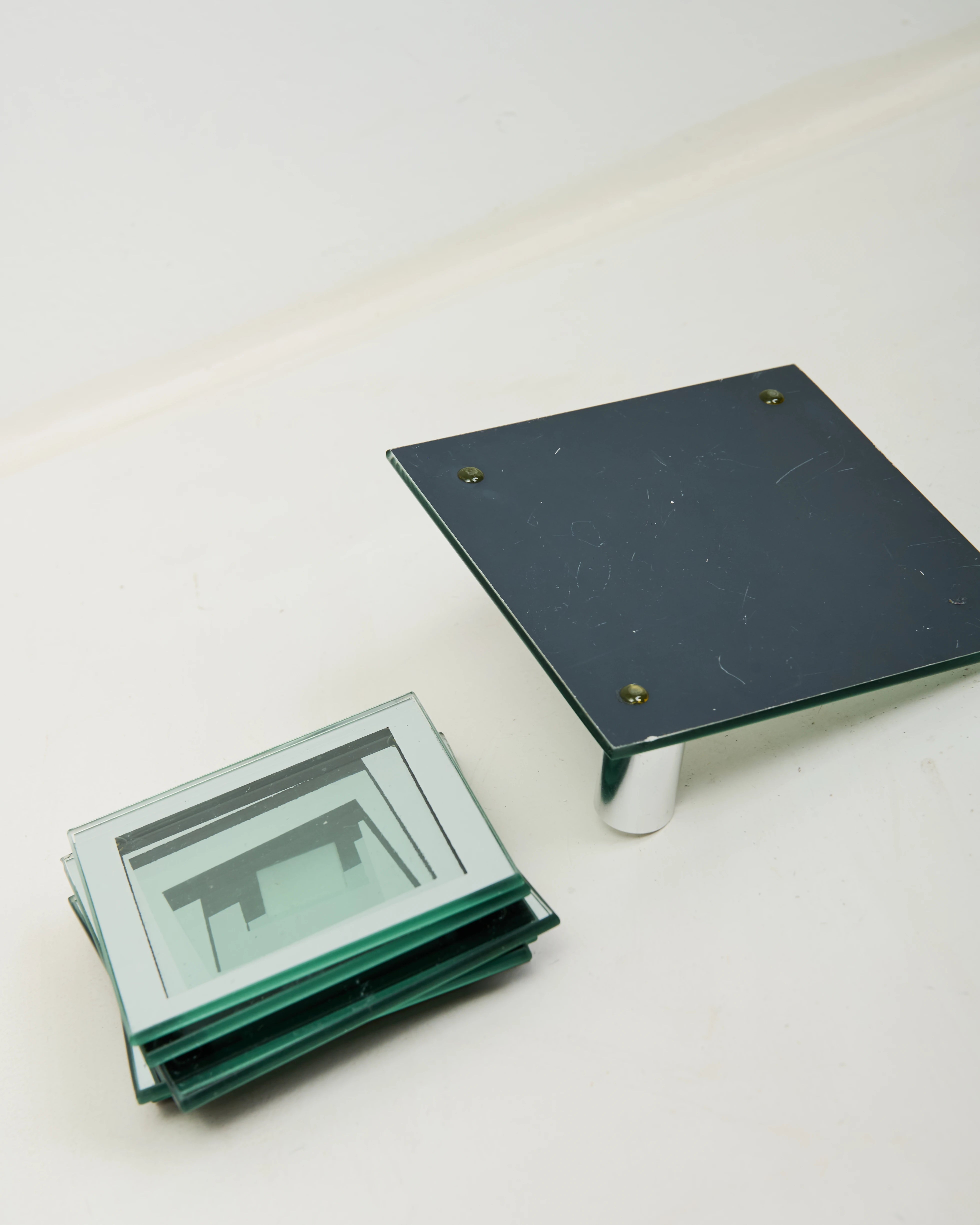 Dessous de verres Space age, carré miroir, 1970s