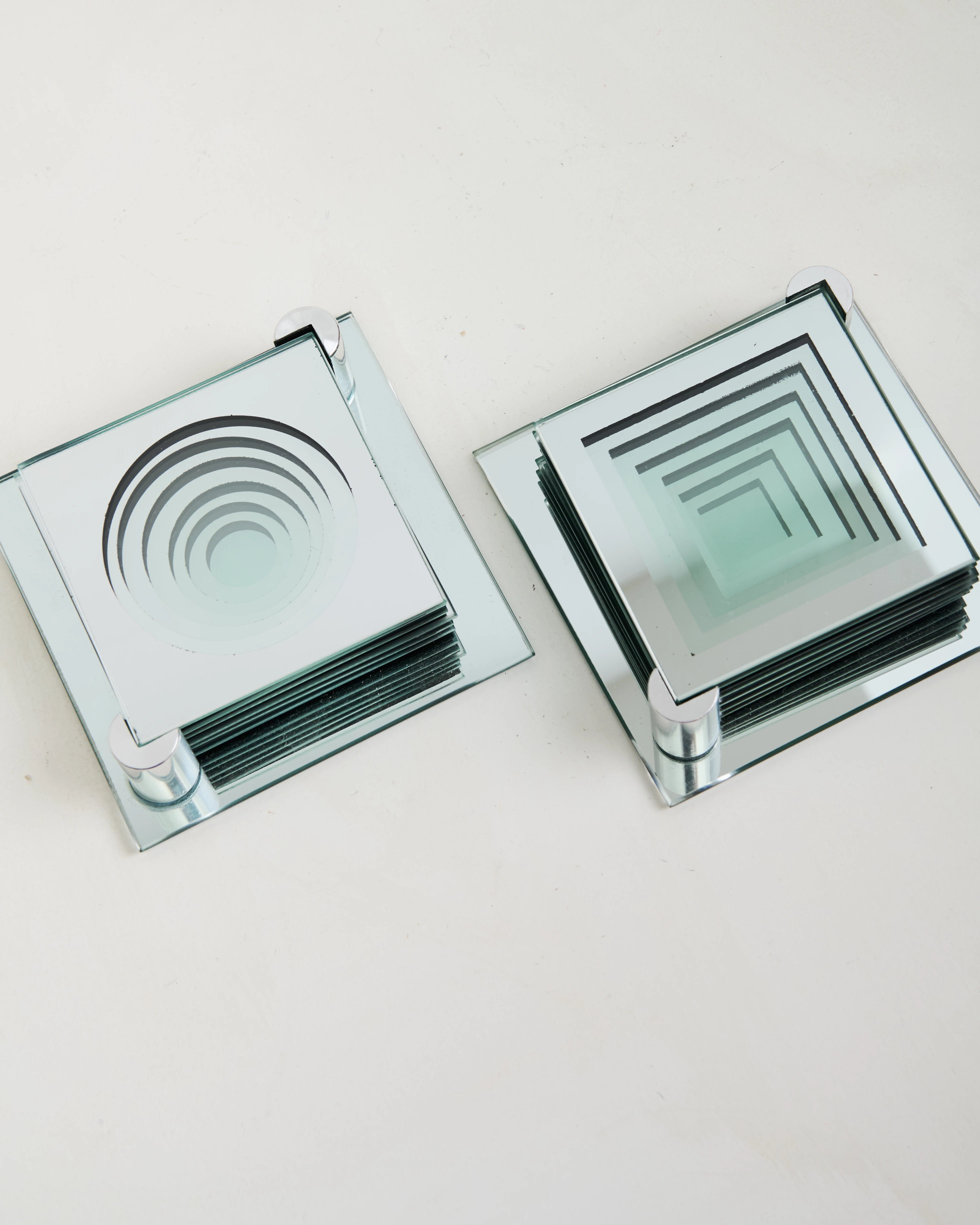 Dessous de verres Space age, carré miroir, 1970s