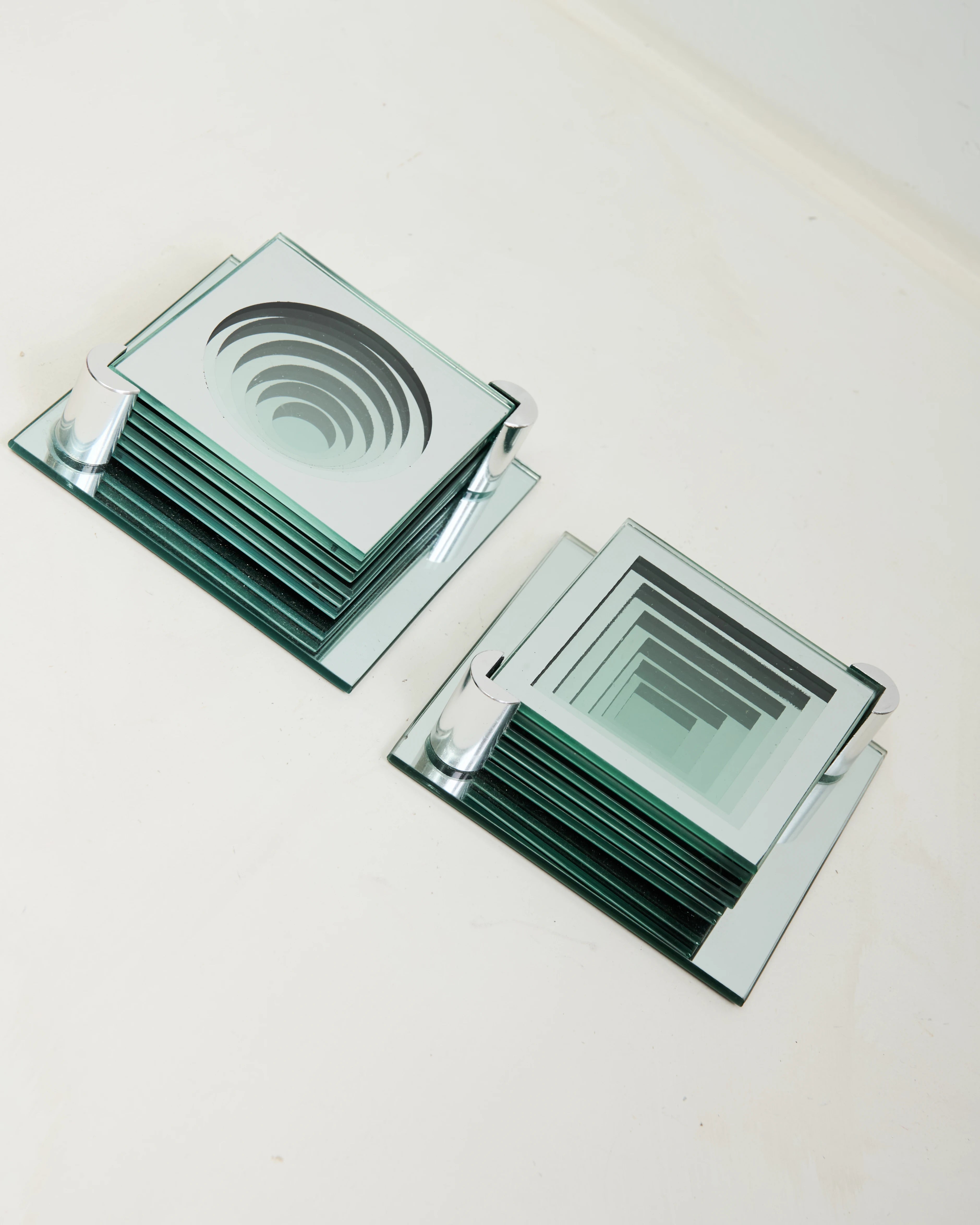 Dessous de verres Space age, rond miroir, 1970s