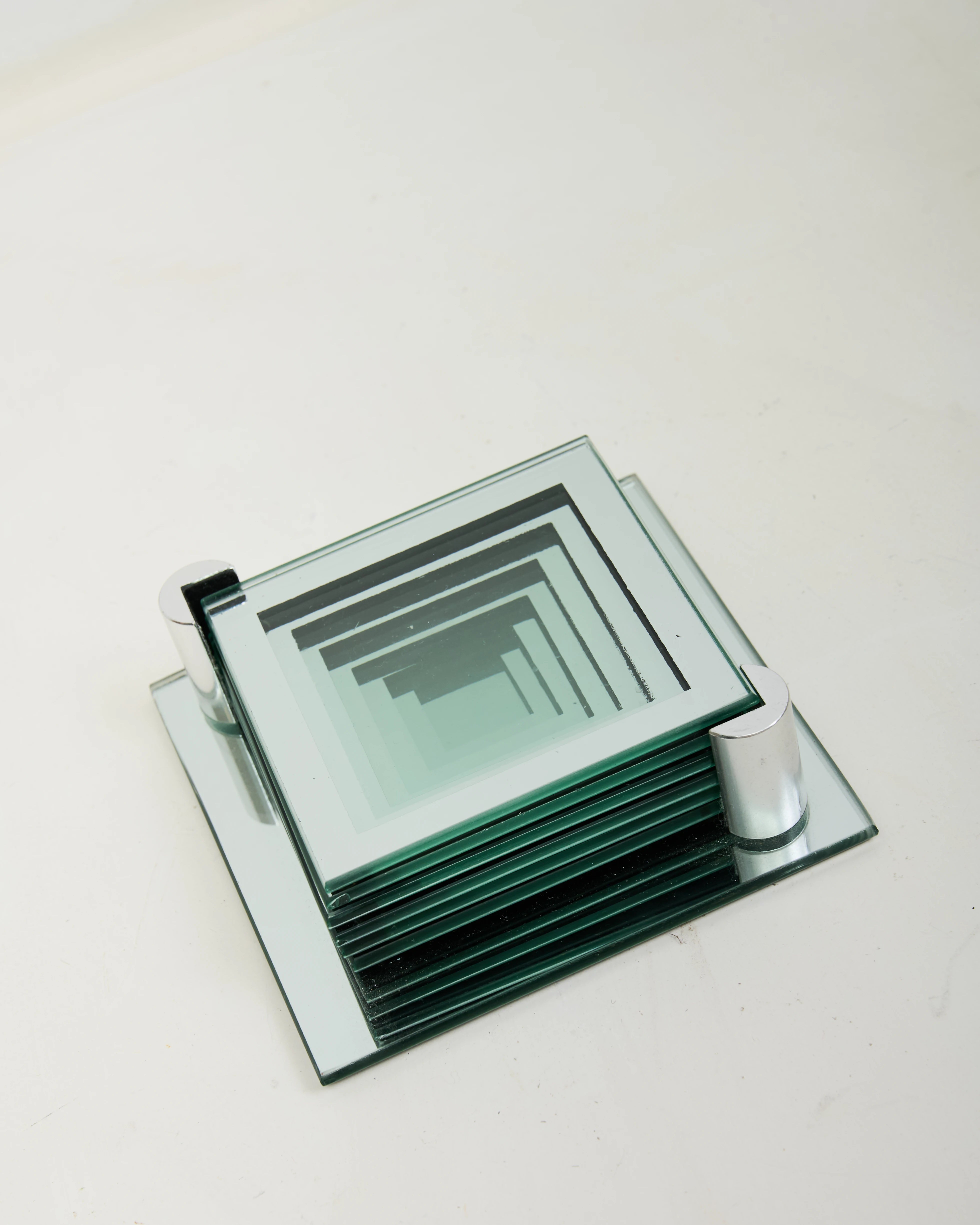 Dessous de verres Space age, rond miroir, 1970s