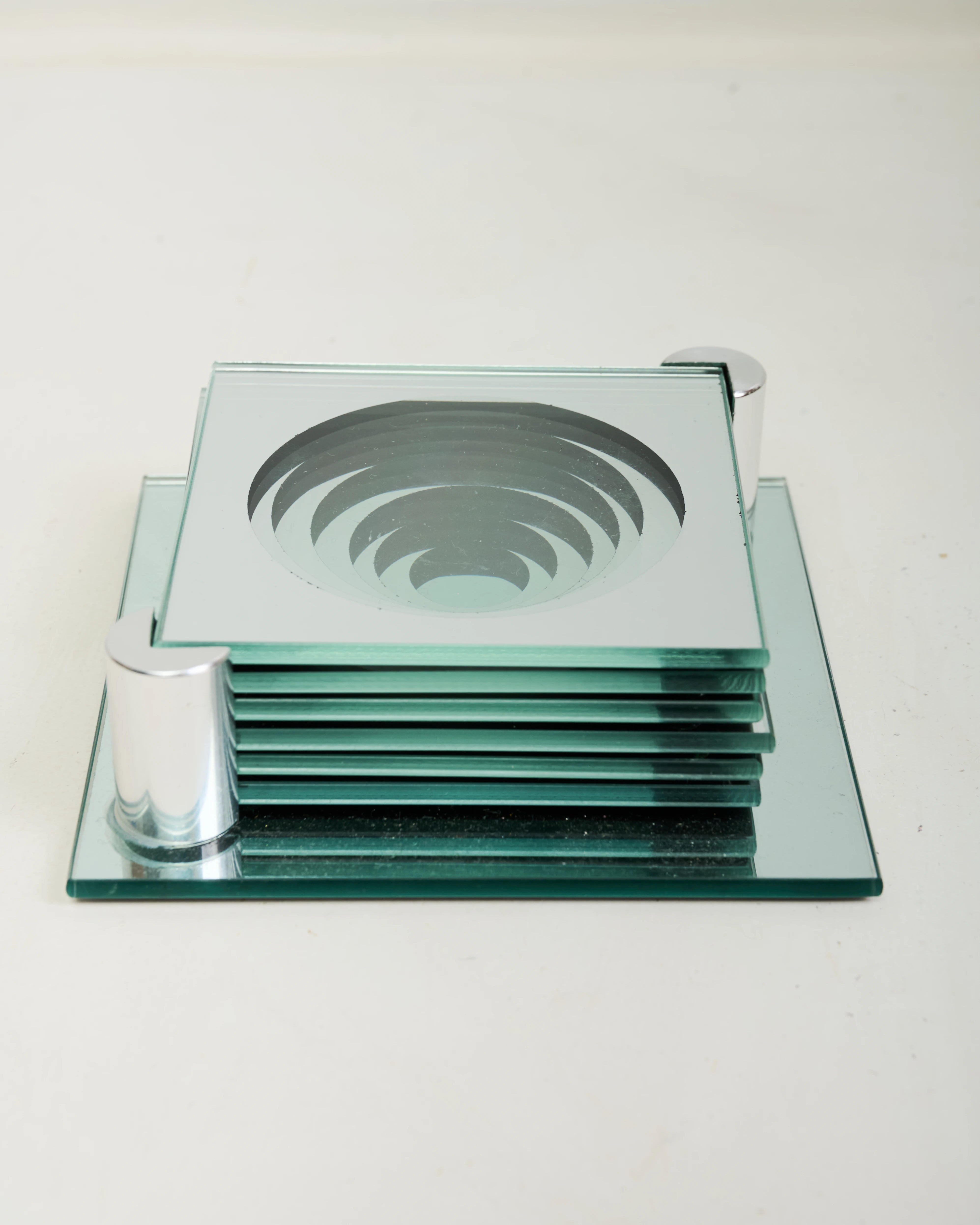 Dessous de verres Space age, rond miroir, 1970s