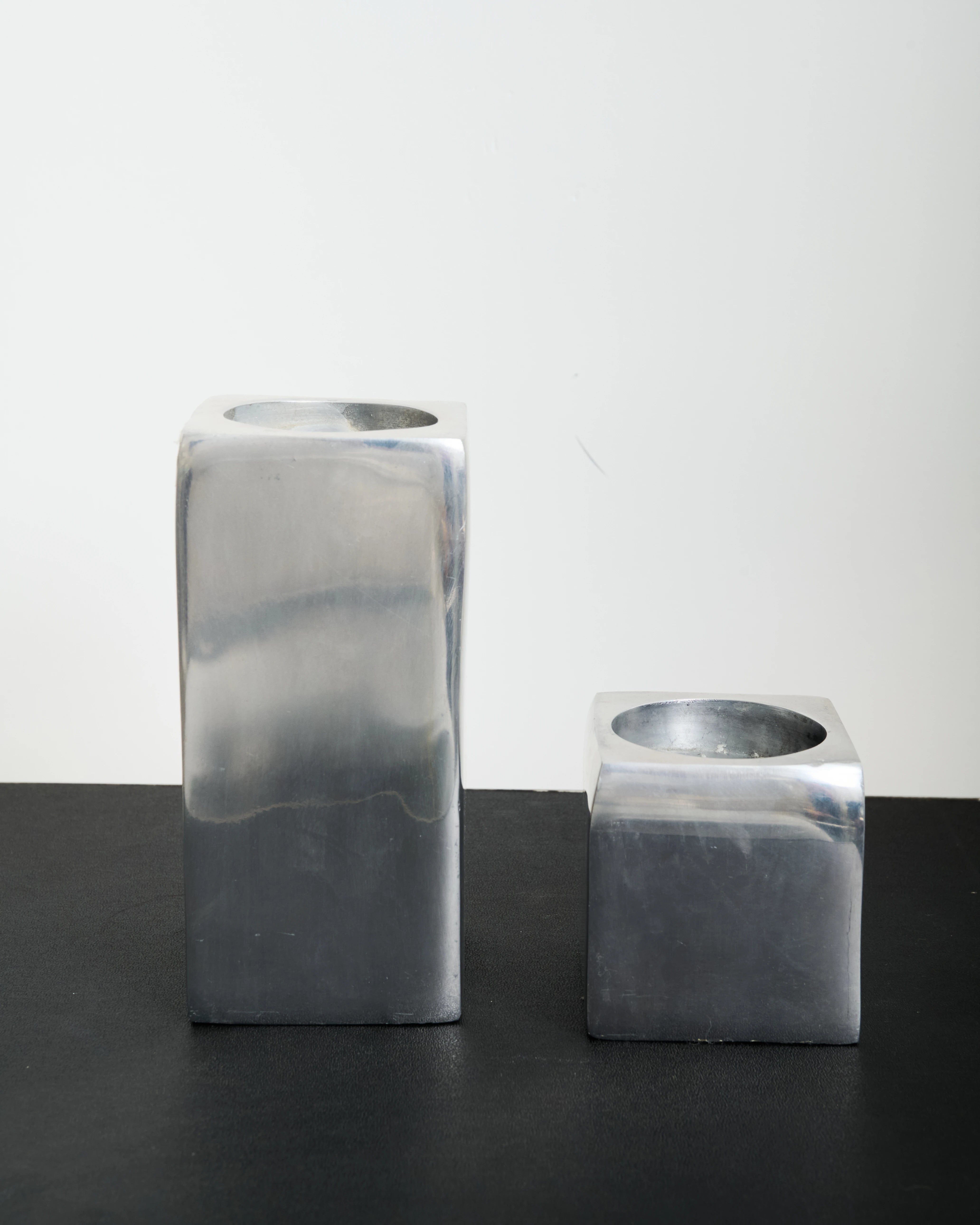 Duo de bougeoirs carrés XXL, Bob, 1980s