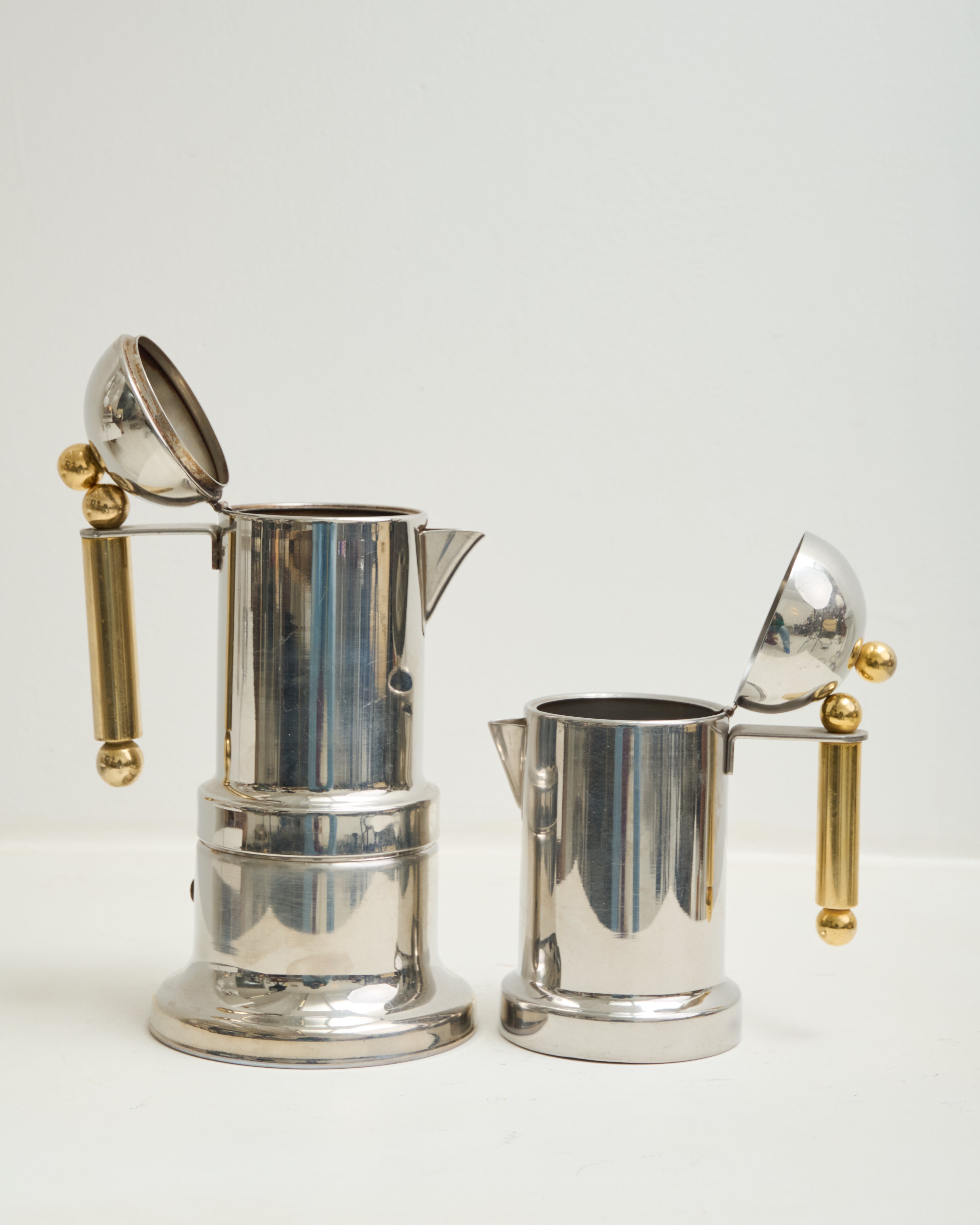 Coffee maker and milk jug, Vev vigano, Kontessa, 1980s