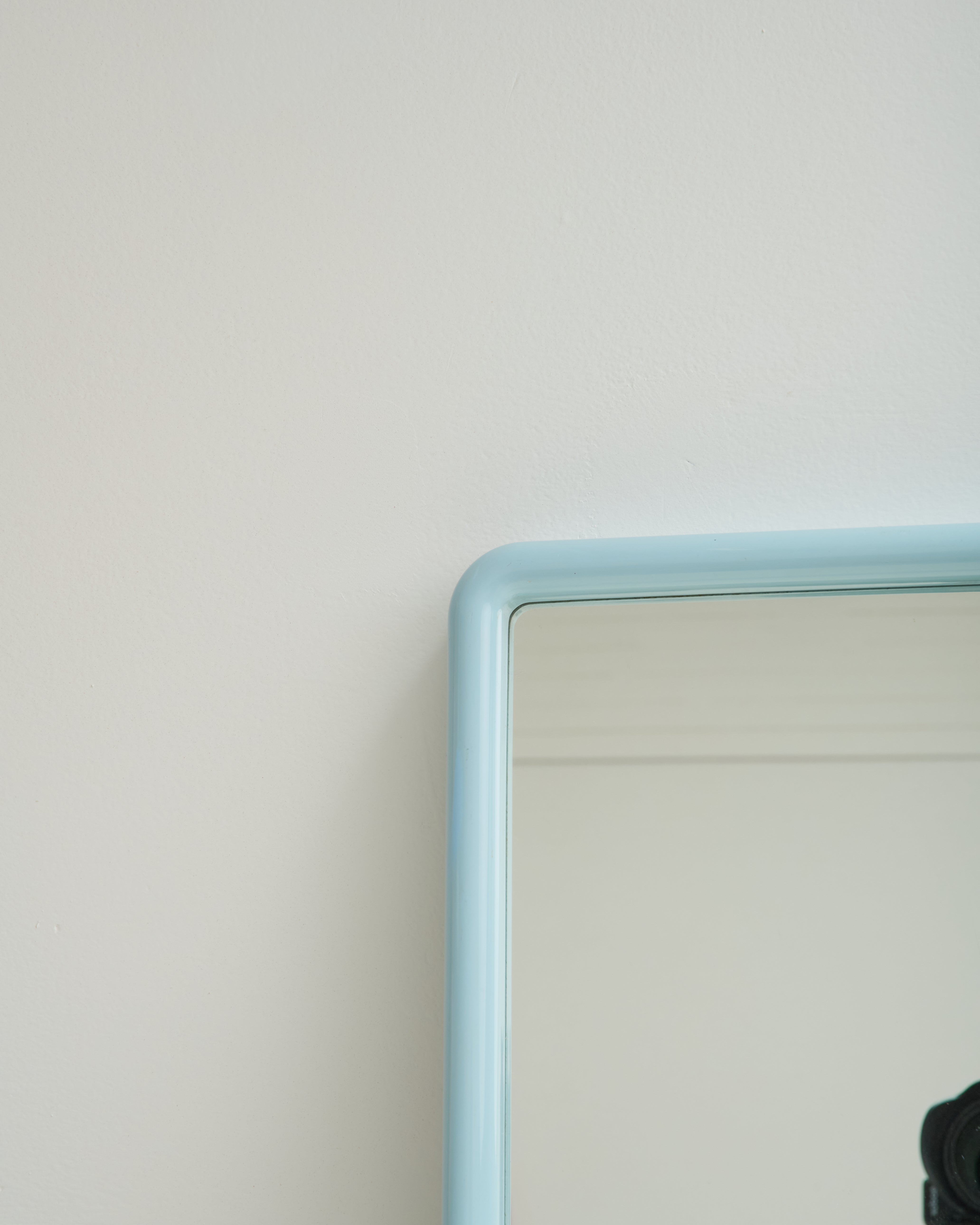 Square rounded mirror, sky blue, Italy, 1970s